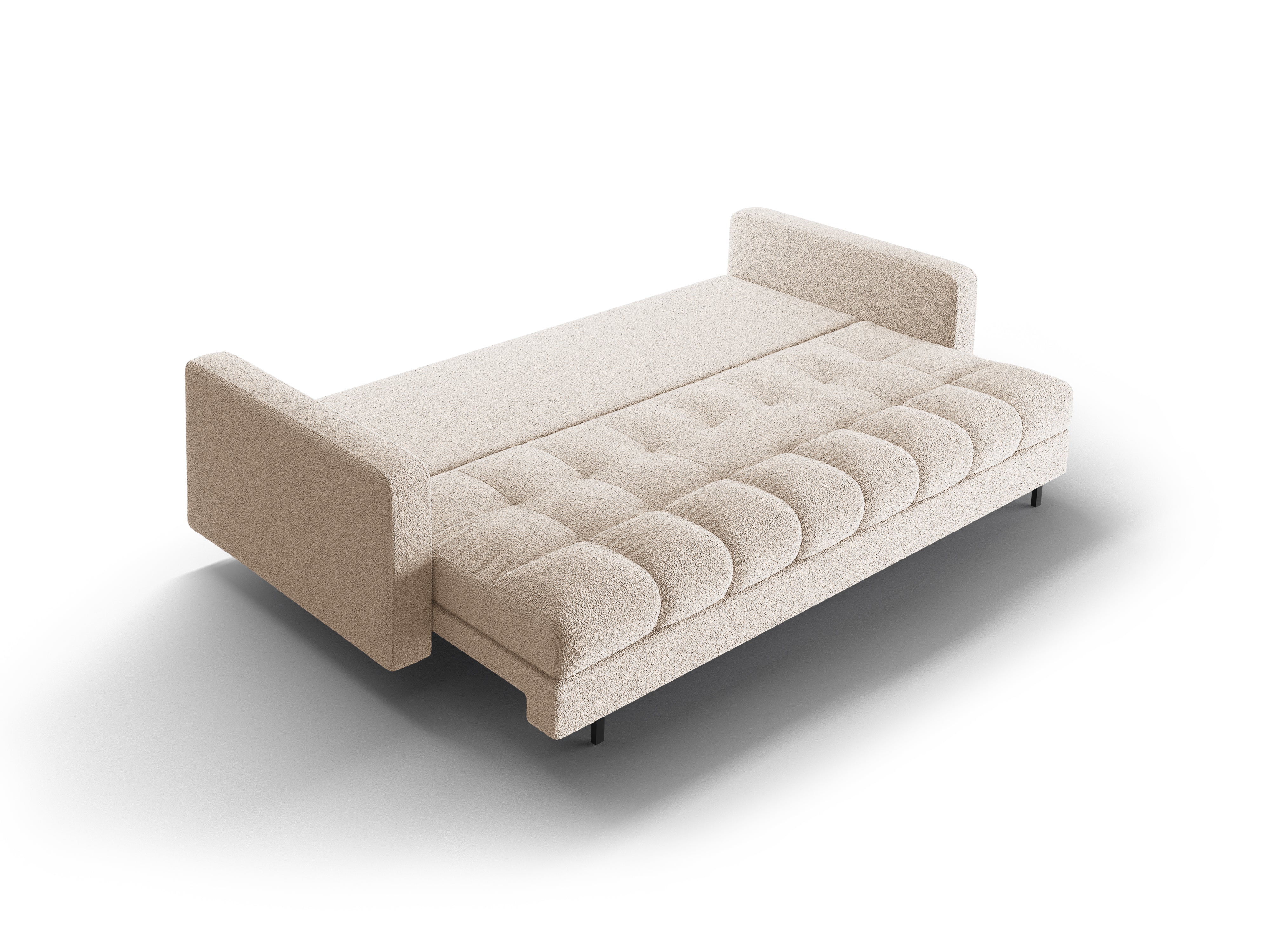 Sofa 3-zits met slaapfunctie BALI beige bouclé met zwarte basis