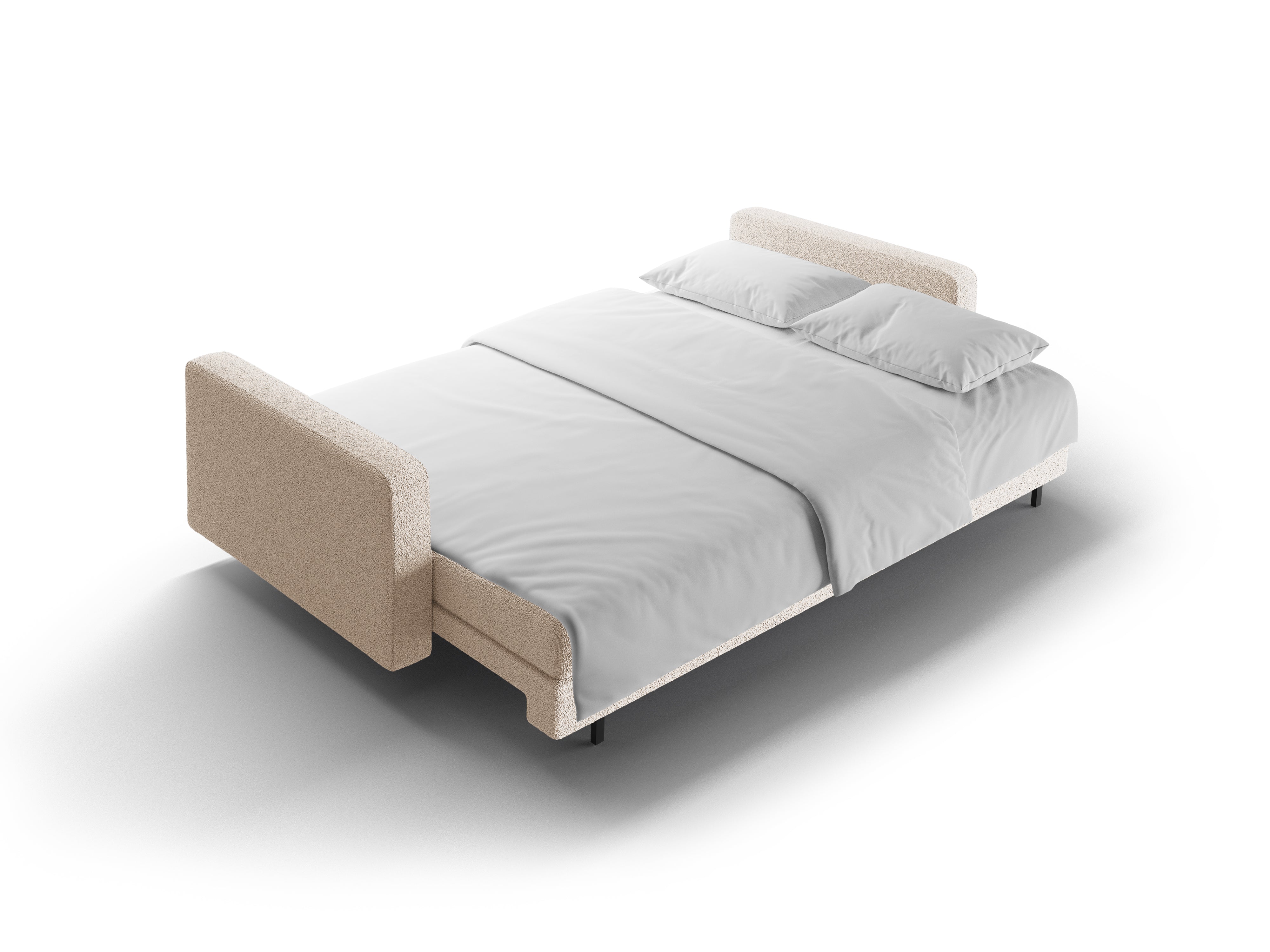 Sofa 3-zits met slaapfunctie BALI beige bouclé met zwarte basis