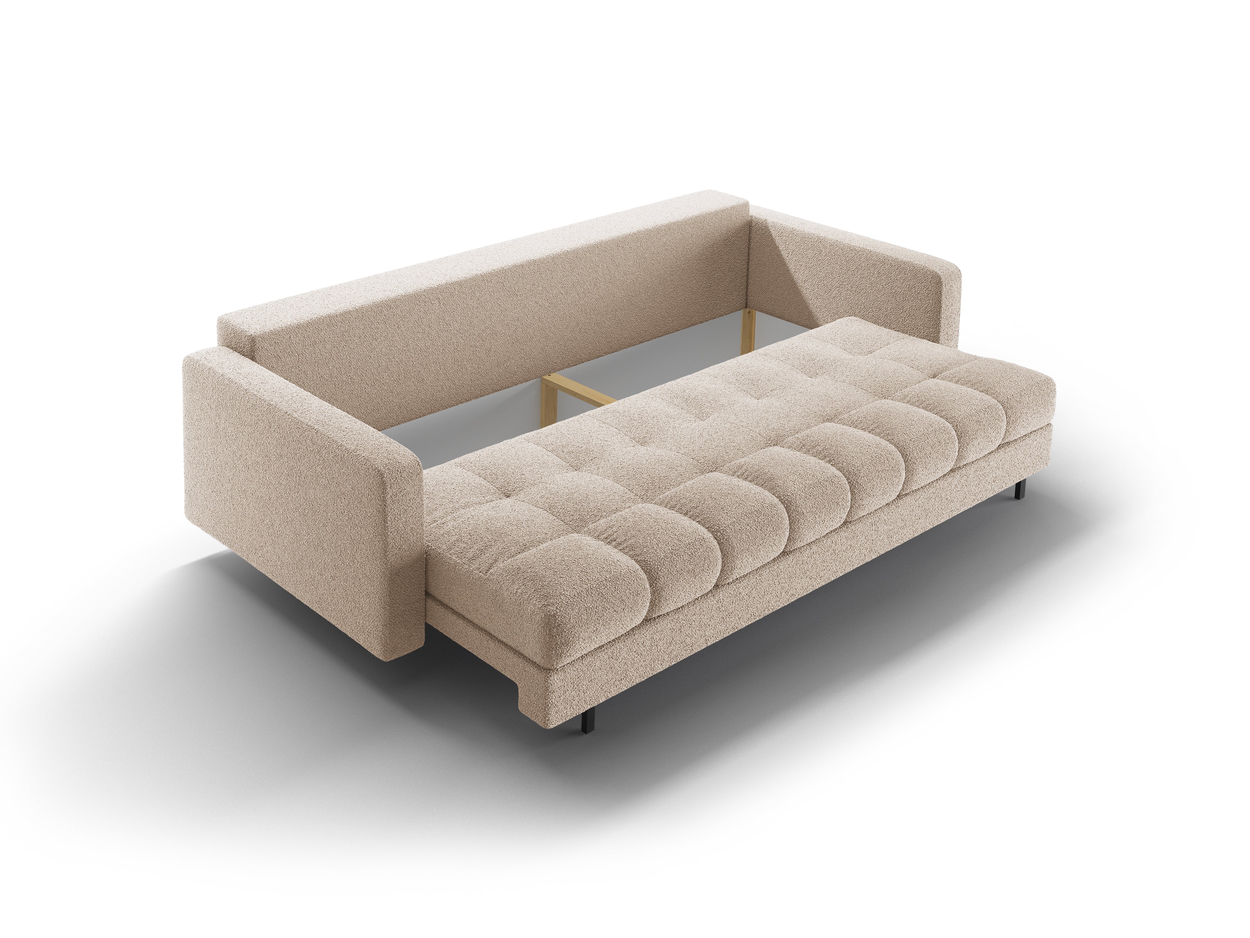 Sofa 3-zits met slaapfunctie BALI beige bouclé met zwarte basis