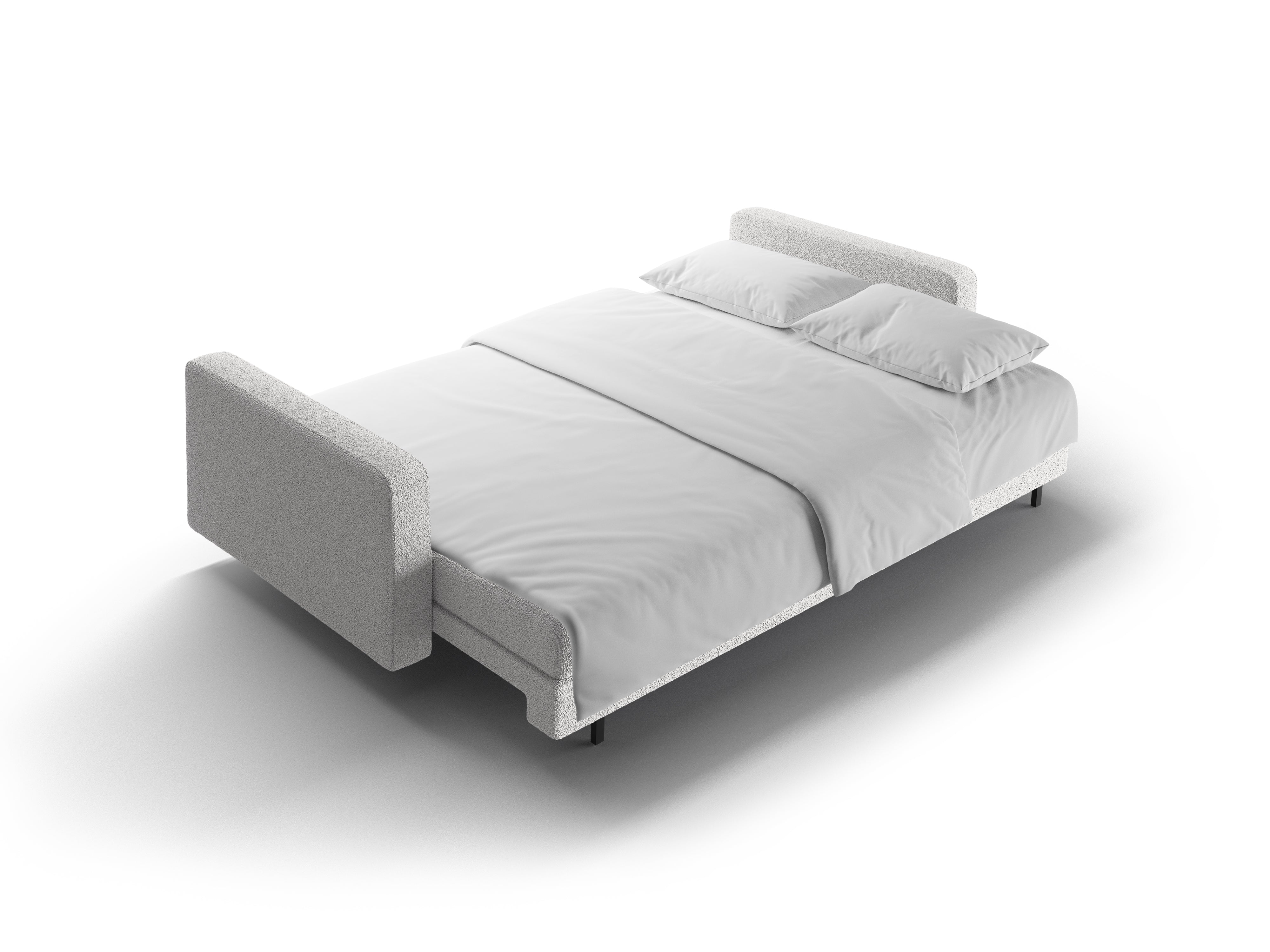 Sofa 3-zits met slaapfunctie BALI lichtgrijs bouclé met zwarte basis