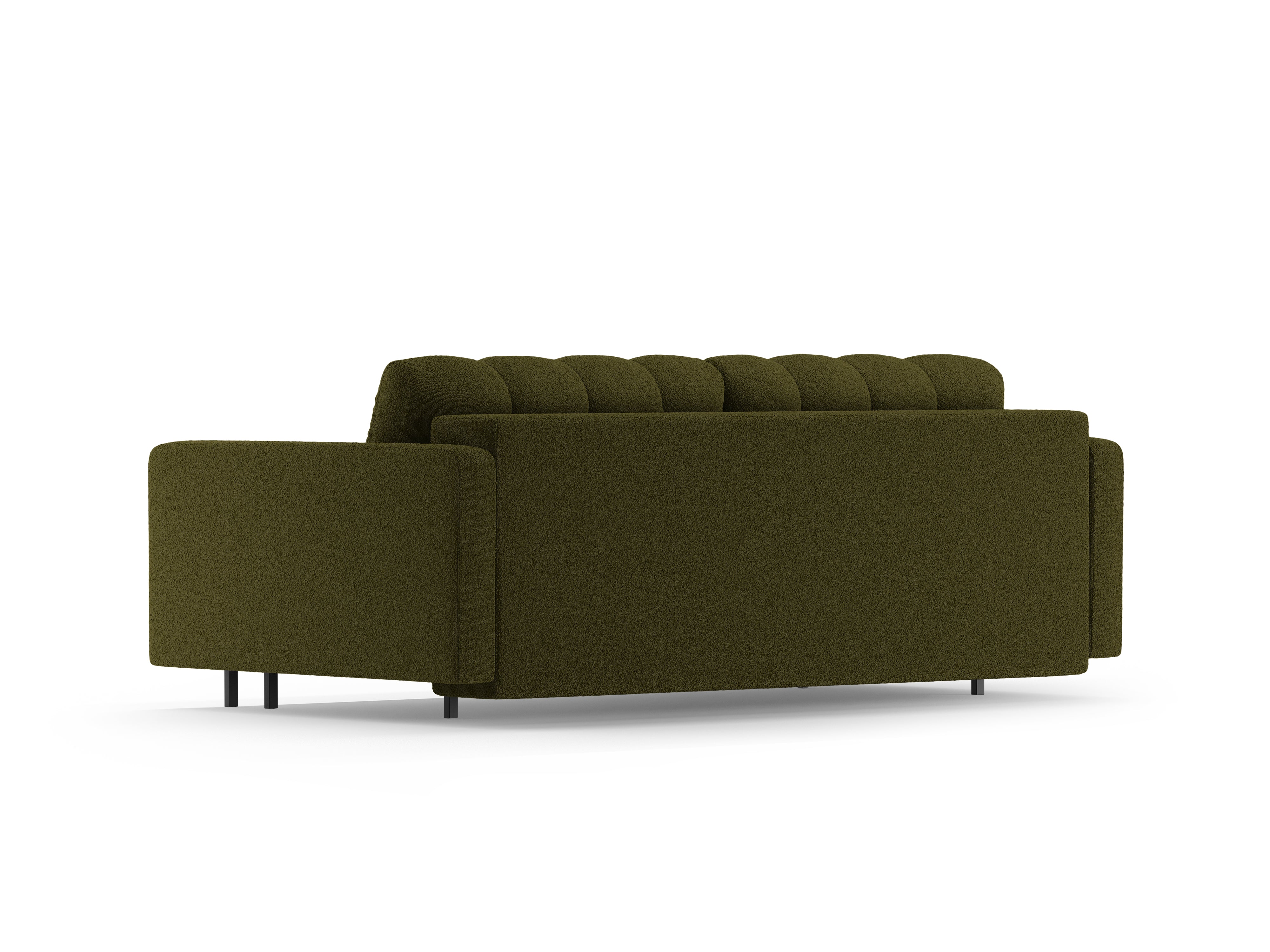 3-seater sofa with sleeping function BALI olive bouclé with black base