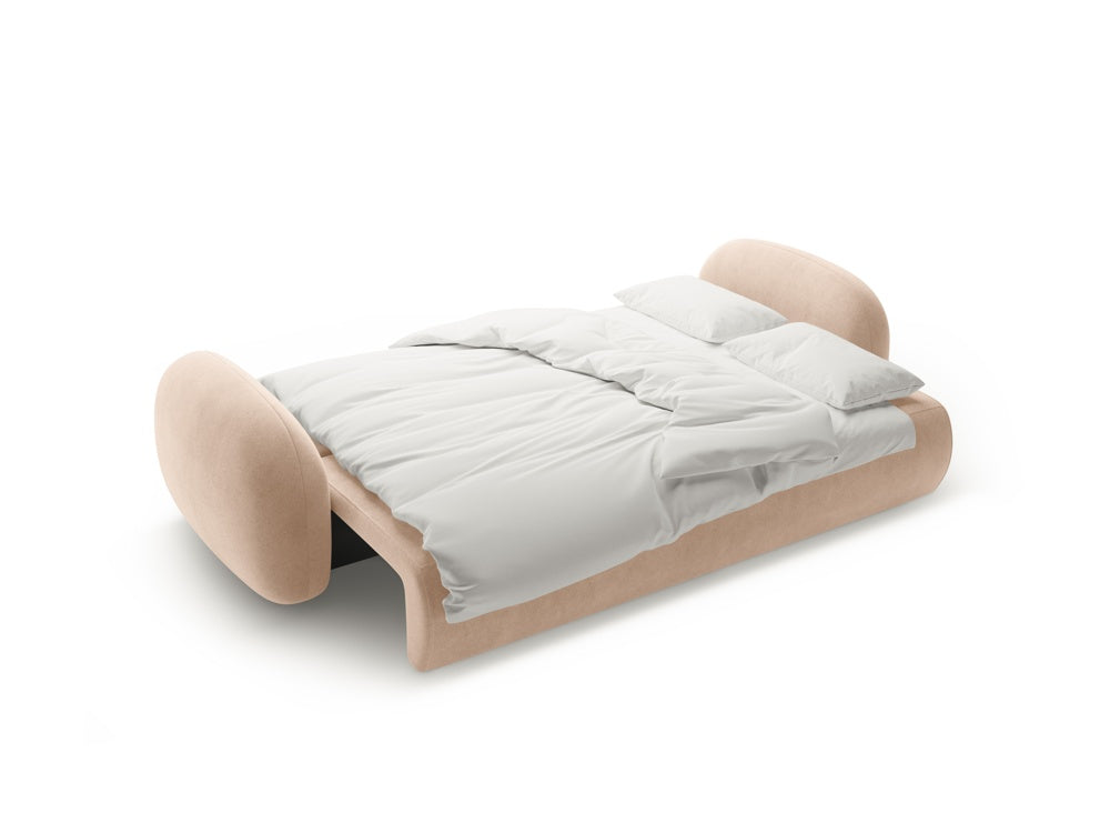 Sofa van fluweel met slaapfunctie voor 3 personen TONALE beige
