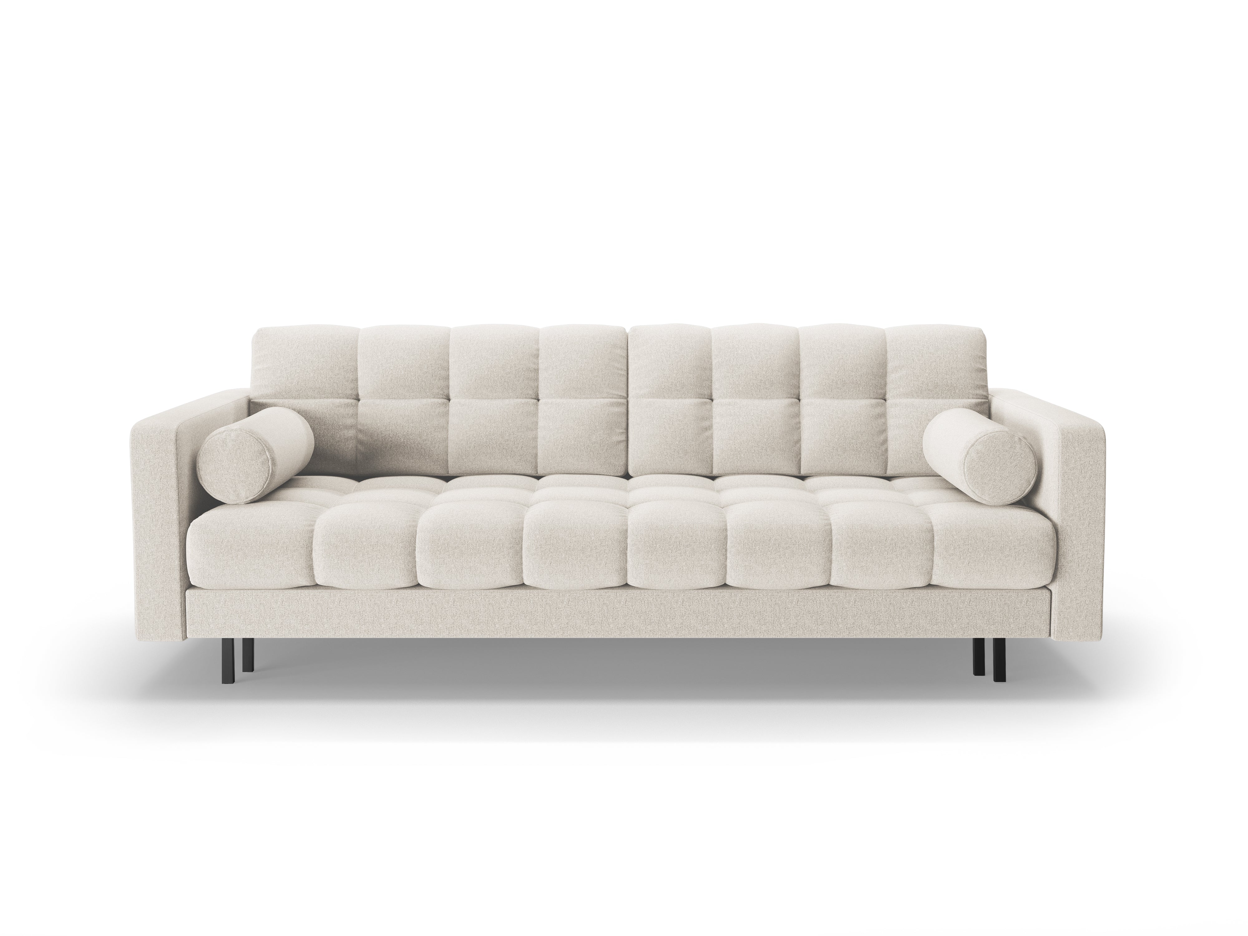 3-Sitzer Sofa mit Schlaffunktion BALI hellbeige mit schwarzem Fuß