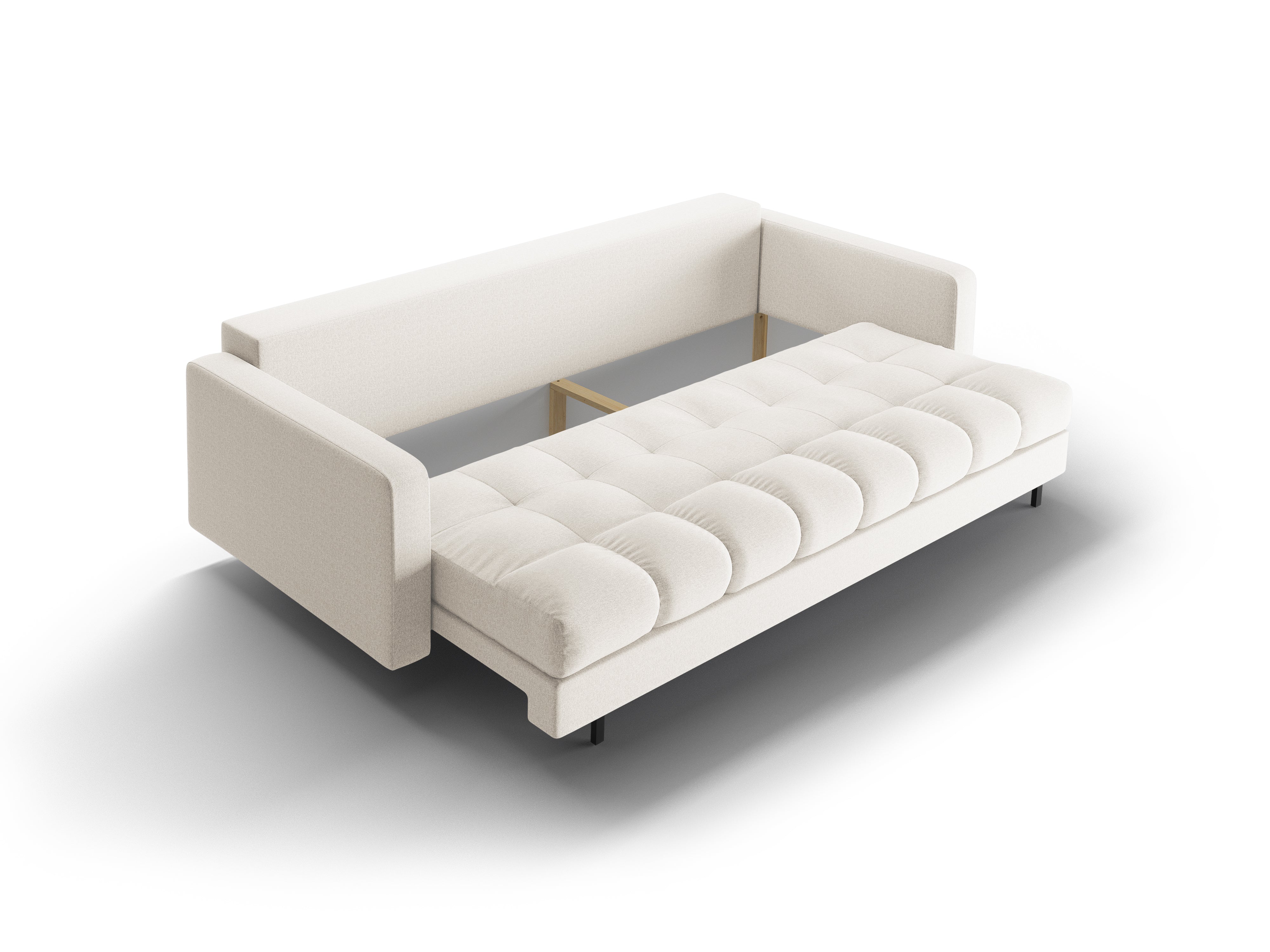 3-Sitzer Sofa mit Schlaffunktion BALI hellbeige mit schwarzem Fuß
