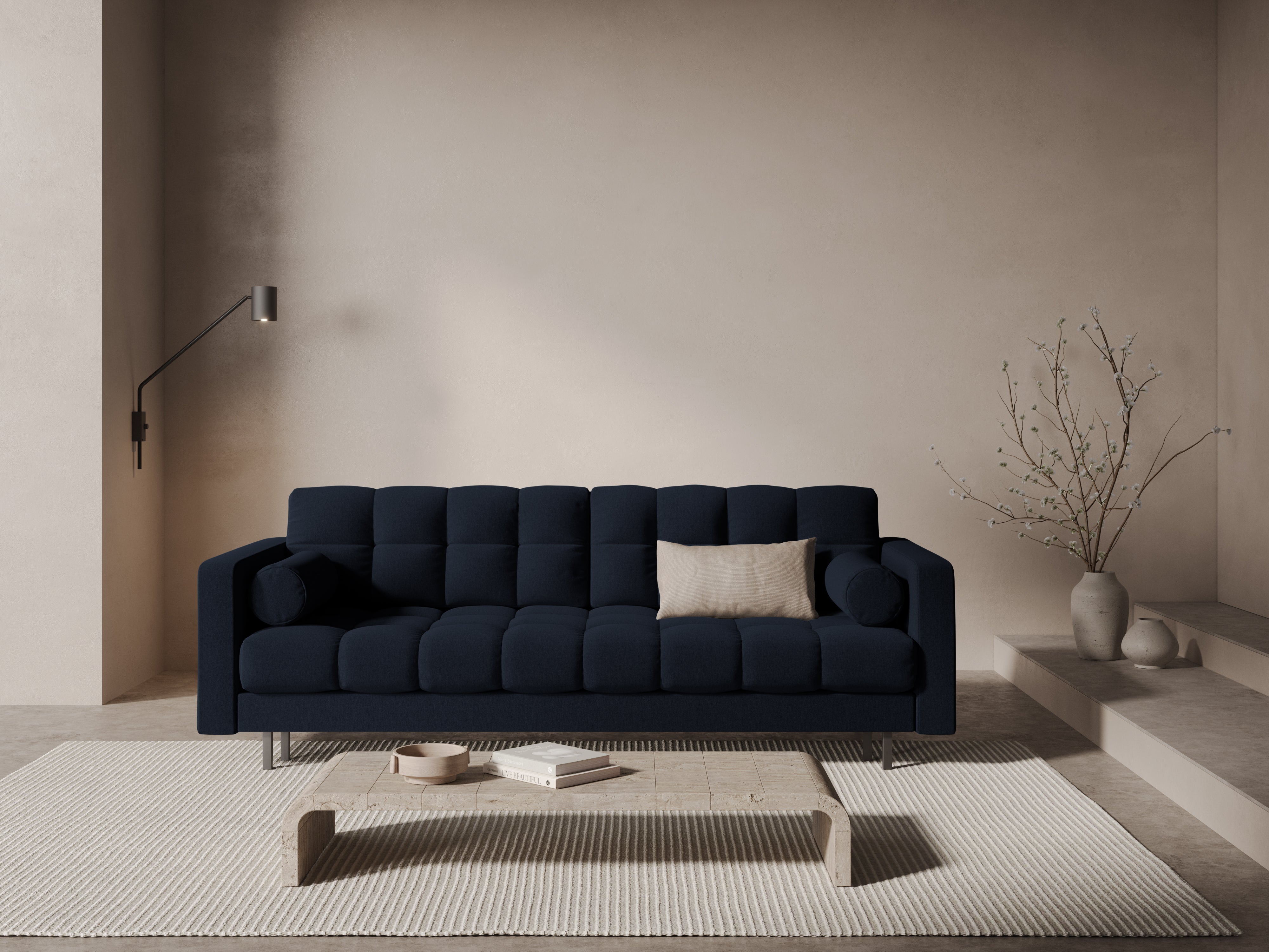 Sofa 3-zits met slaapfunctie BALI donkerblauw met zwarte basis