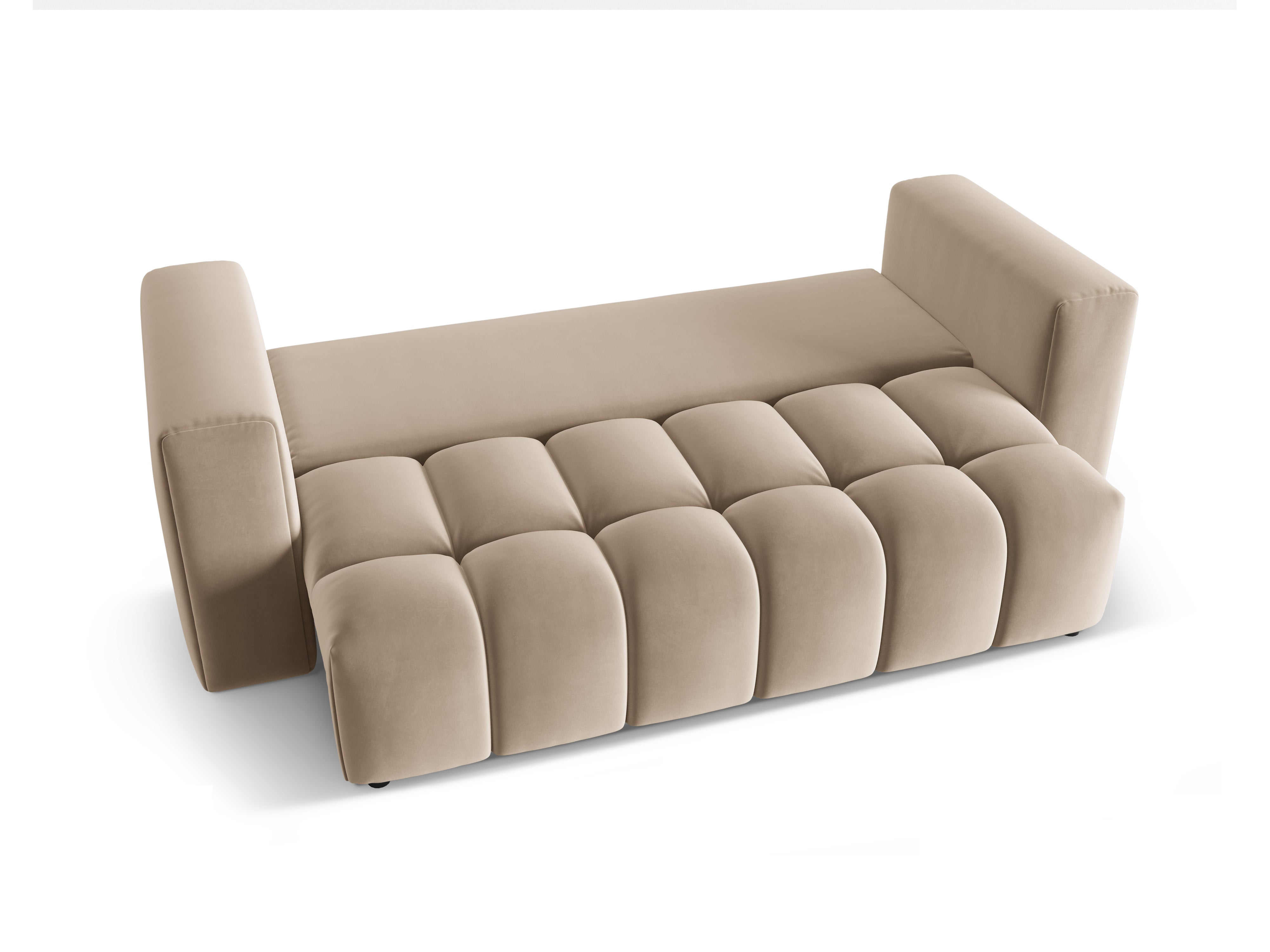 Sofa aksamitna 3-osobowa z funkcją spania VERONA piaskowy – Cosmopolitan Design
