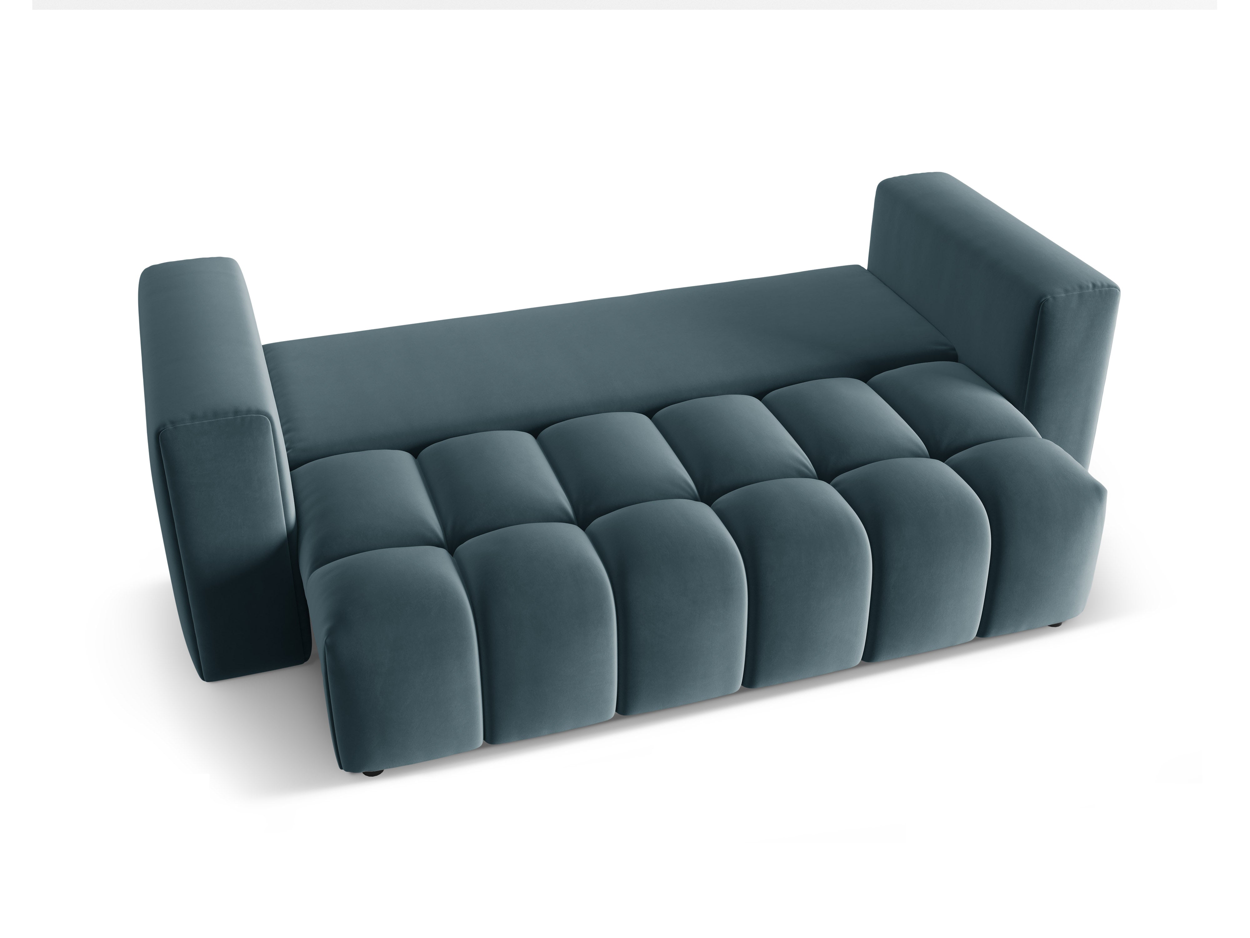 Sofa aksamitna 3-osobowa z funkcją spania VERONA niebieski – Cosmopolitan Design