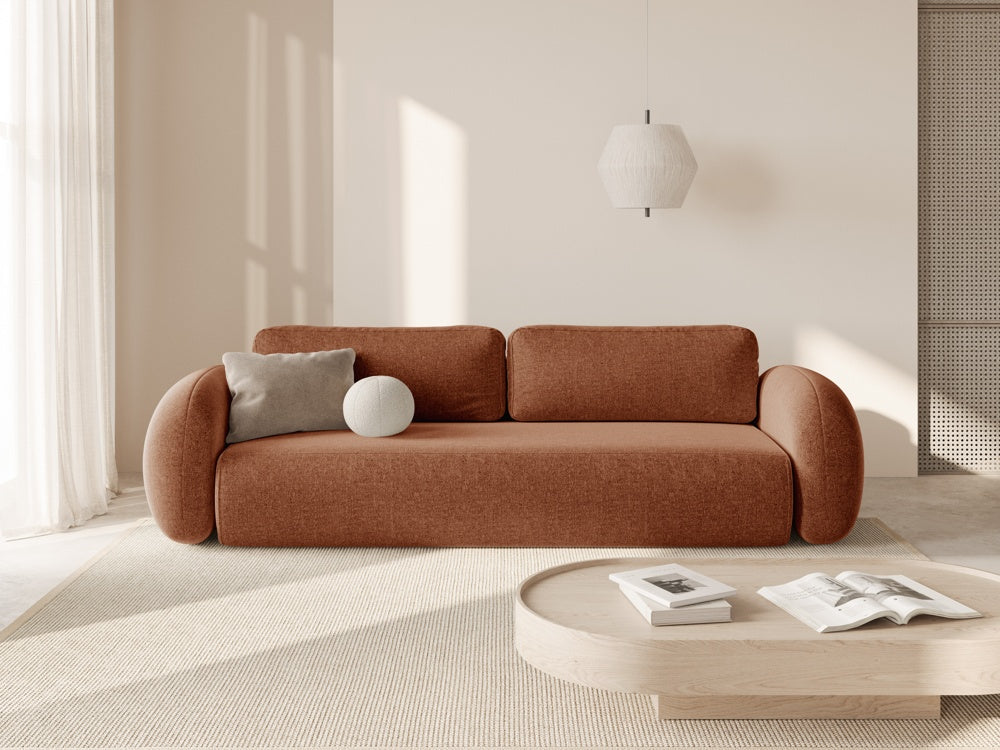 Sofa met slaapfunctie 3-zits TONALE baksteenrood