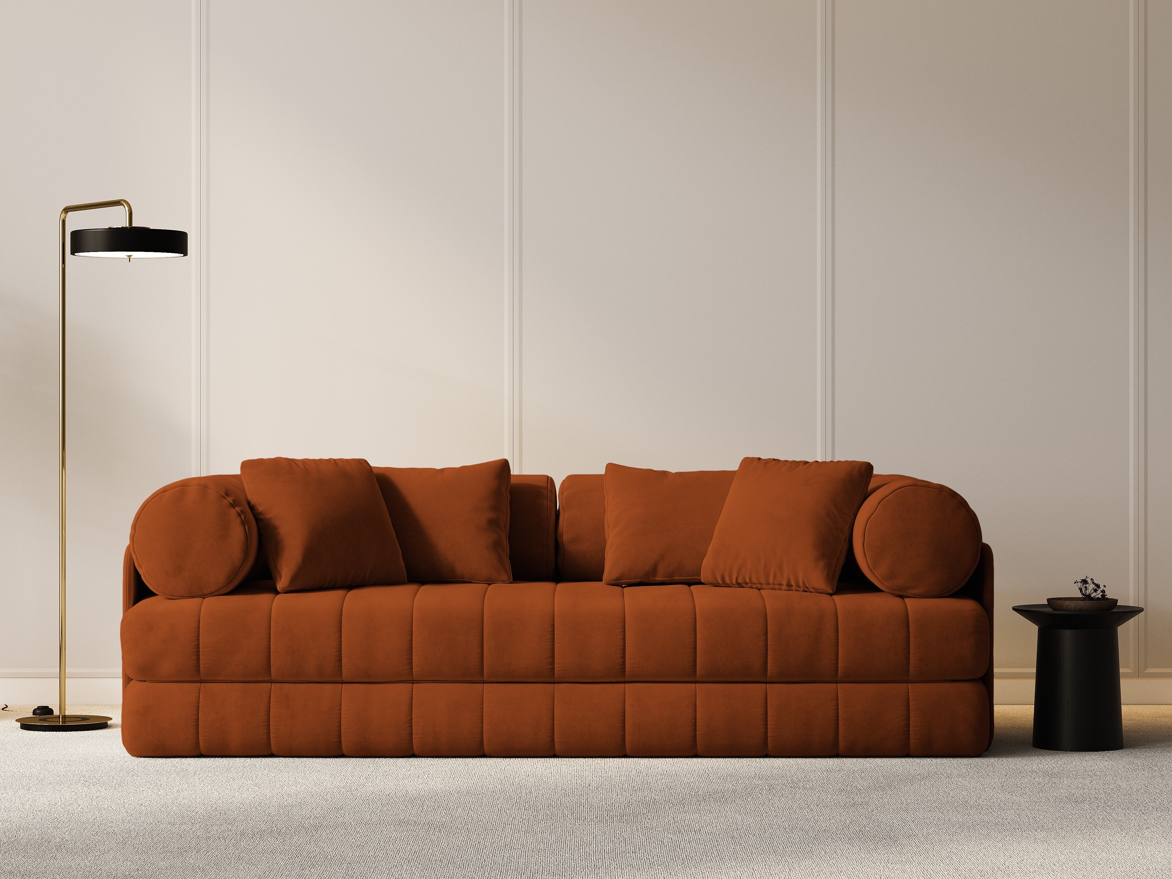 Velvet 3-Seater Sofa with Sleeping Function KEMI Terracotta