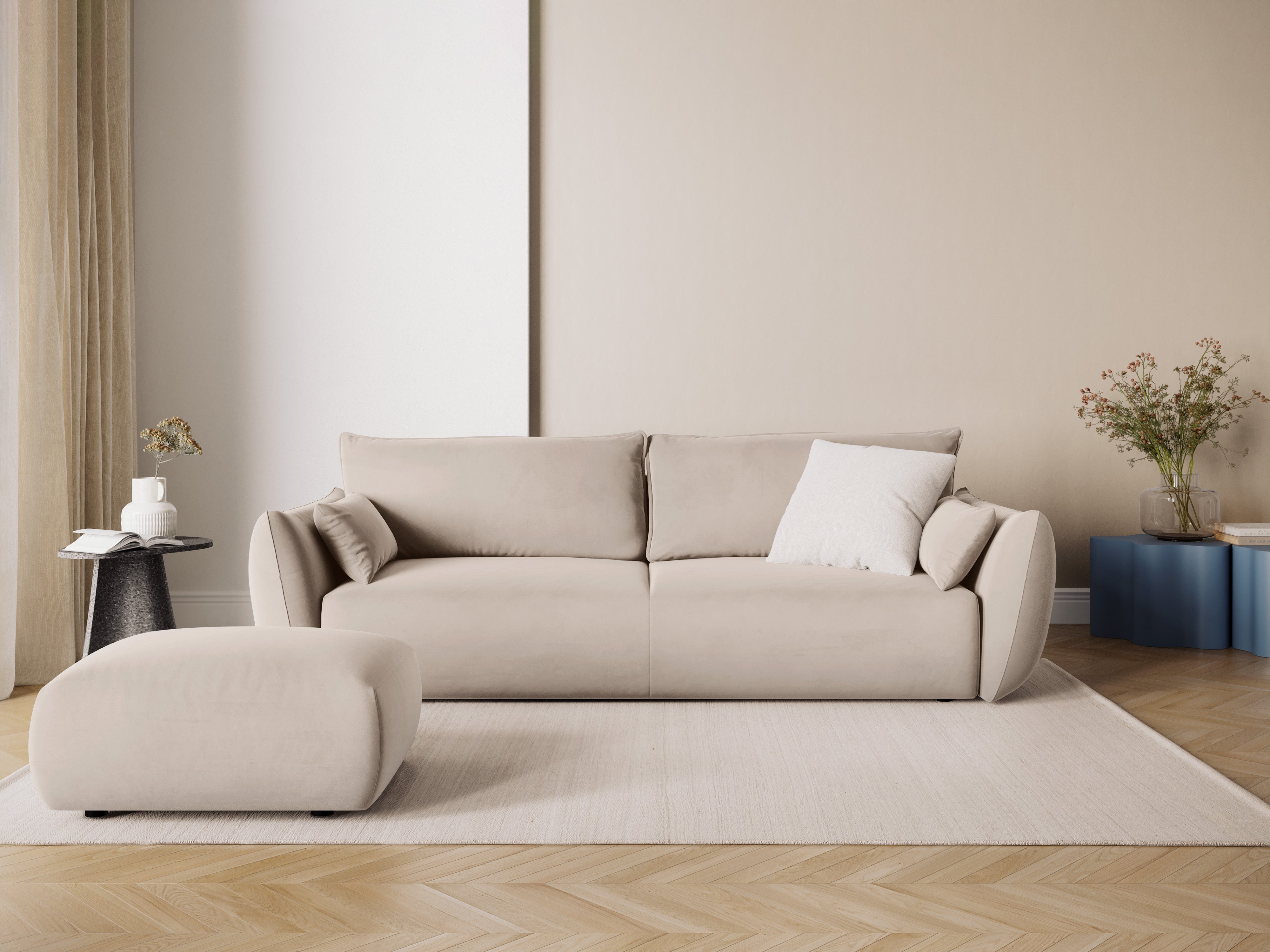 Sofa van fluweel met slaapfunctie MATERA beige