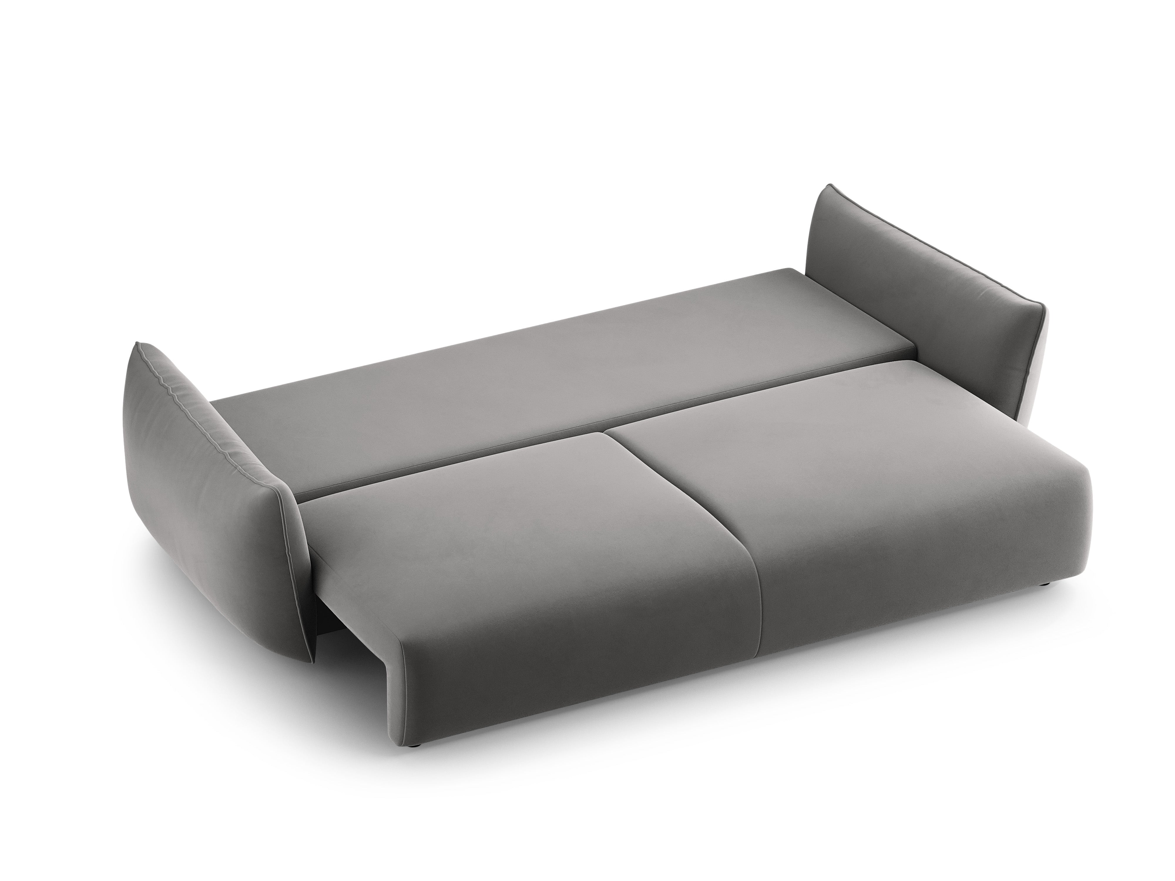 Sofa van fluweel met slaapfunctie MATERA grijs