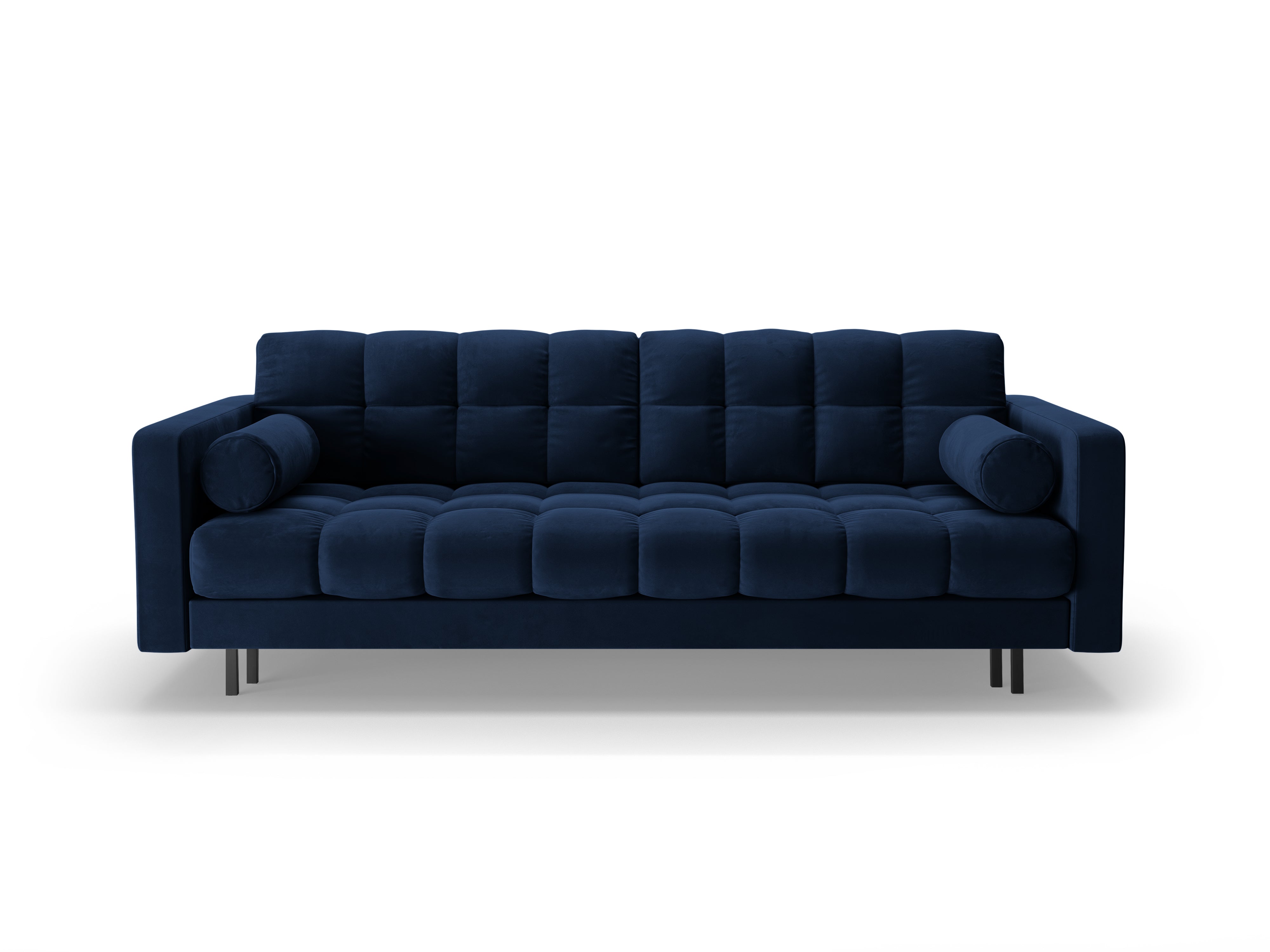 Velvet 3-seater sofa with sleeping function BALI royal navy with black base