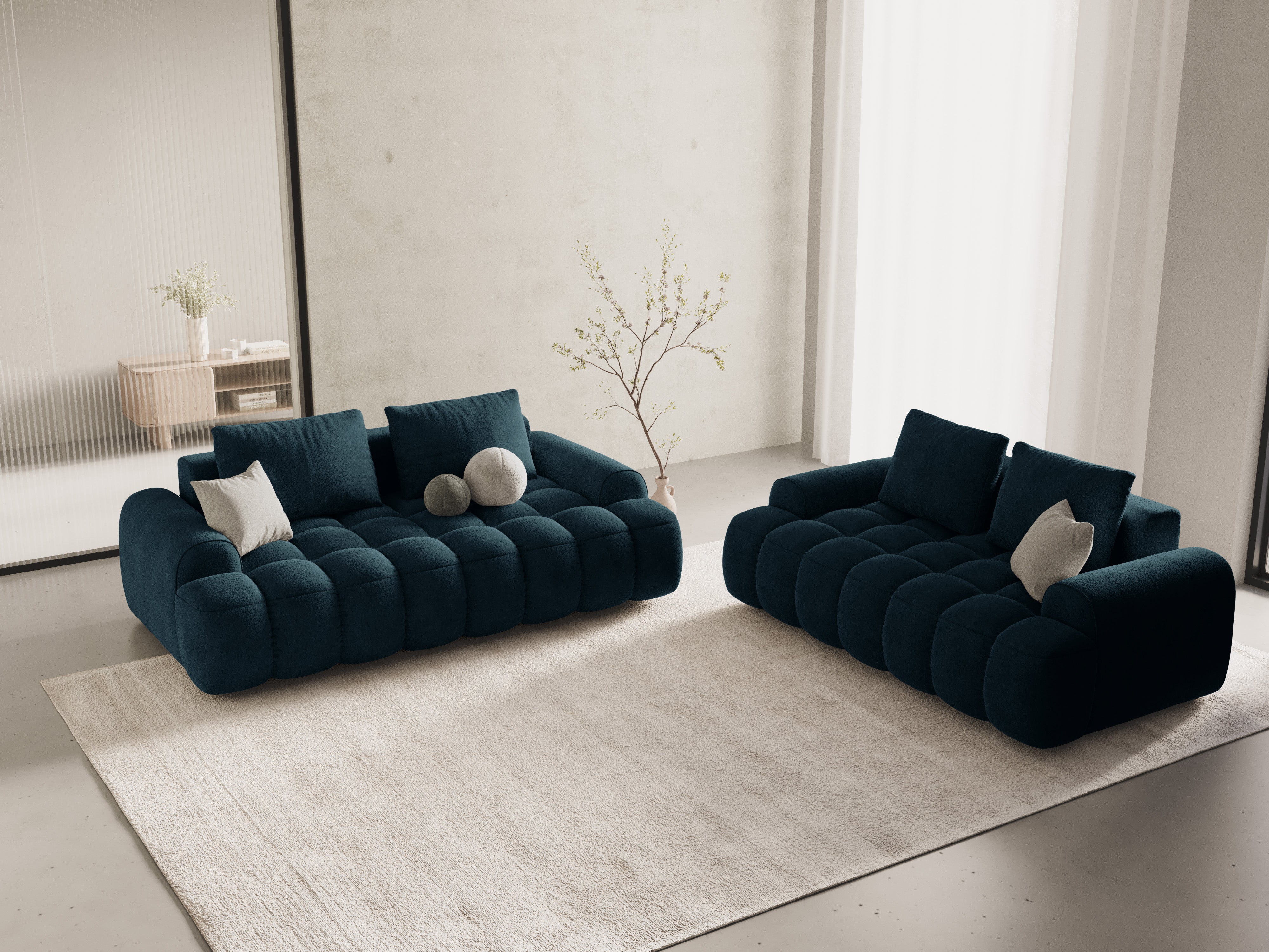 Sofa aus Samt 3-sitzig LINZ petrol