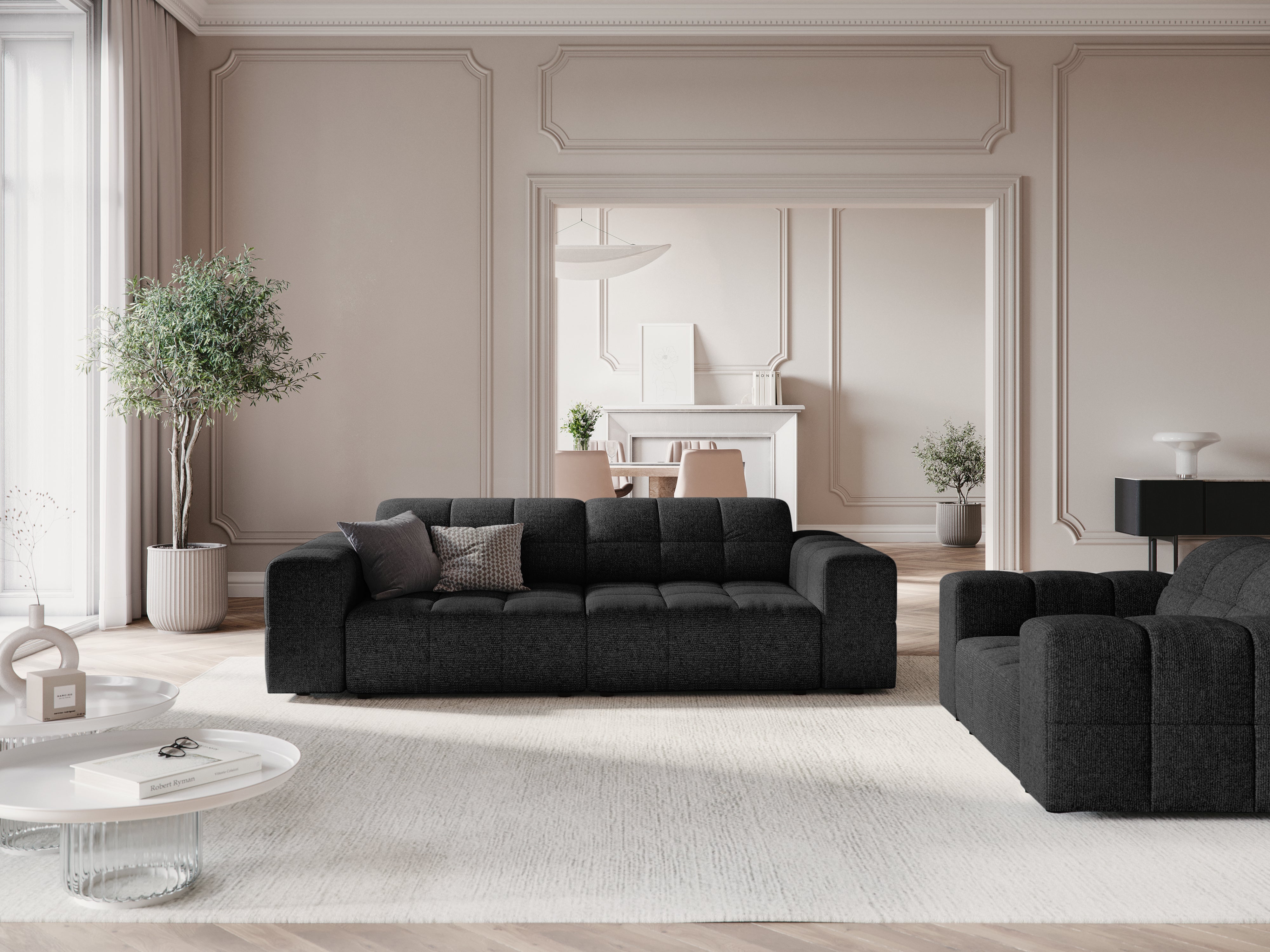 Sofa 3-osobowa CHICAGO czarny szenil do salonu