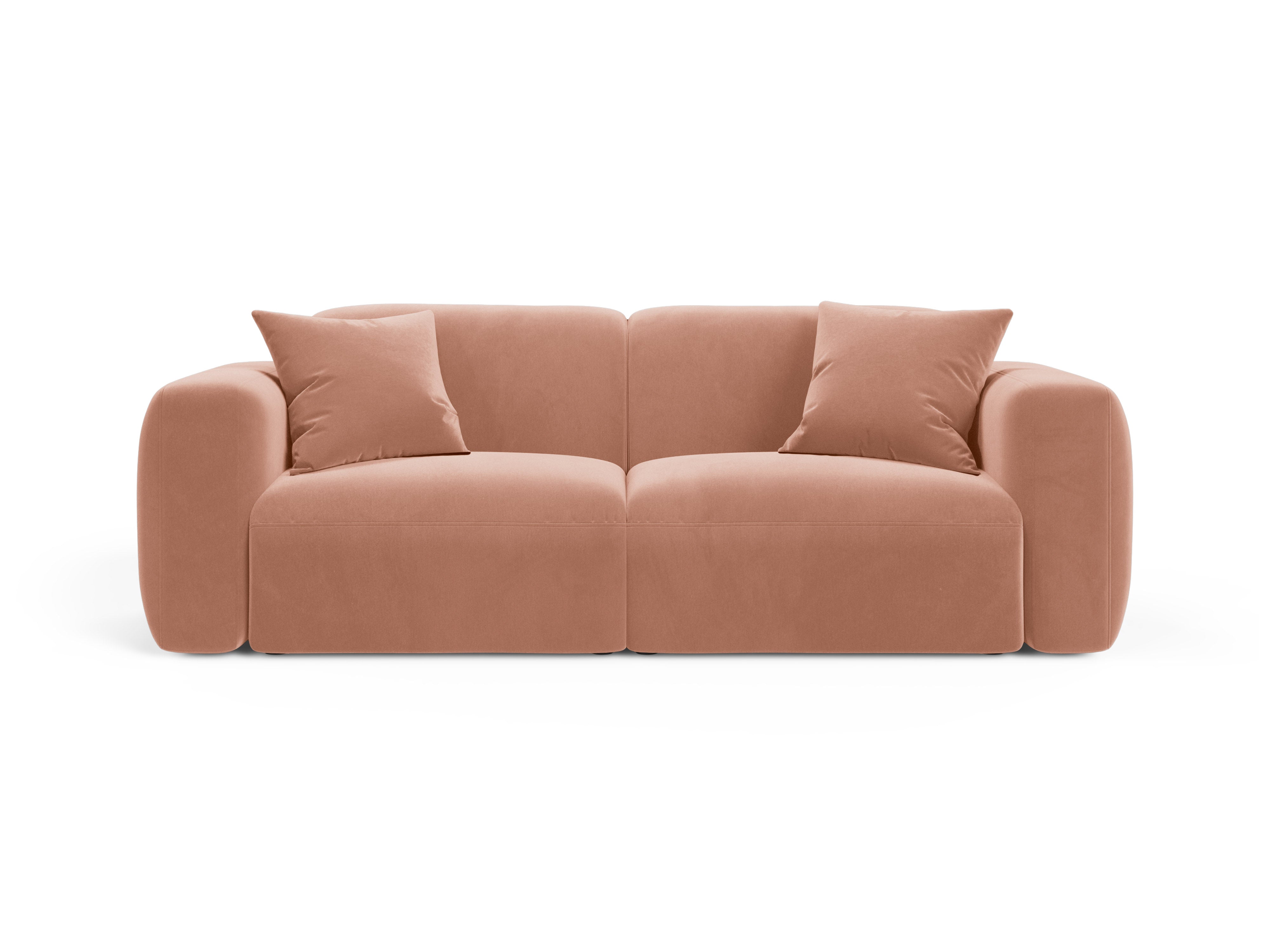 Sofa aksamitna 3-osobowa STRINO różowy do salonu