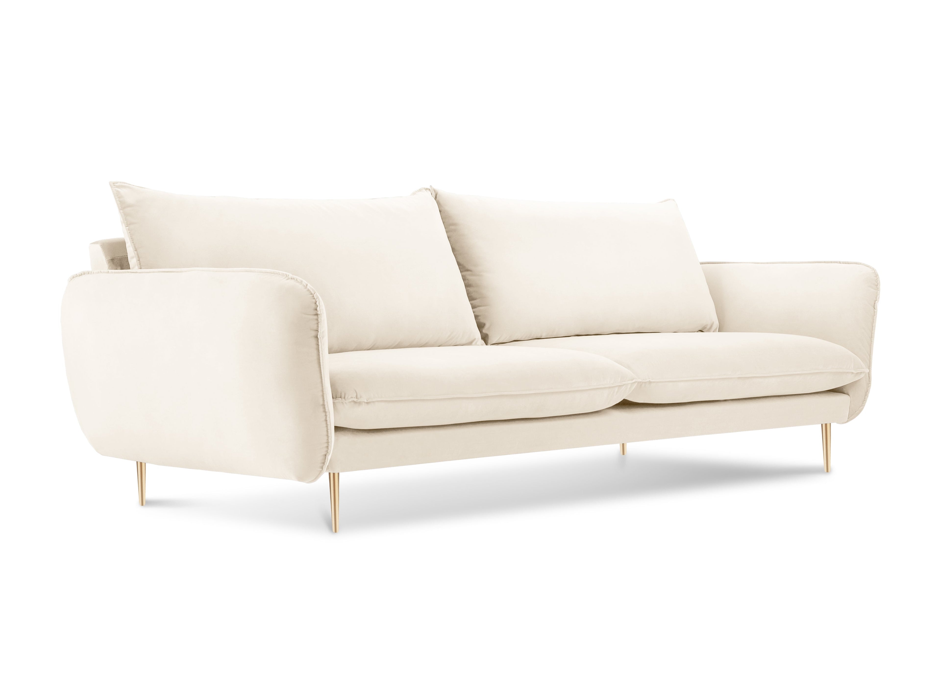 Velvet 3-seater Sofa VIENNA beige with a gold base