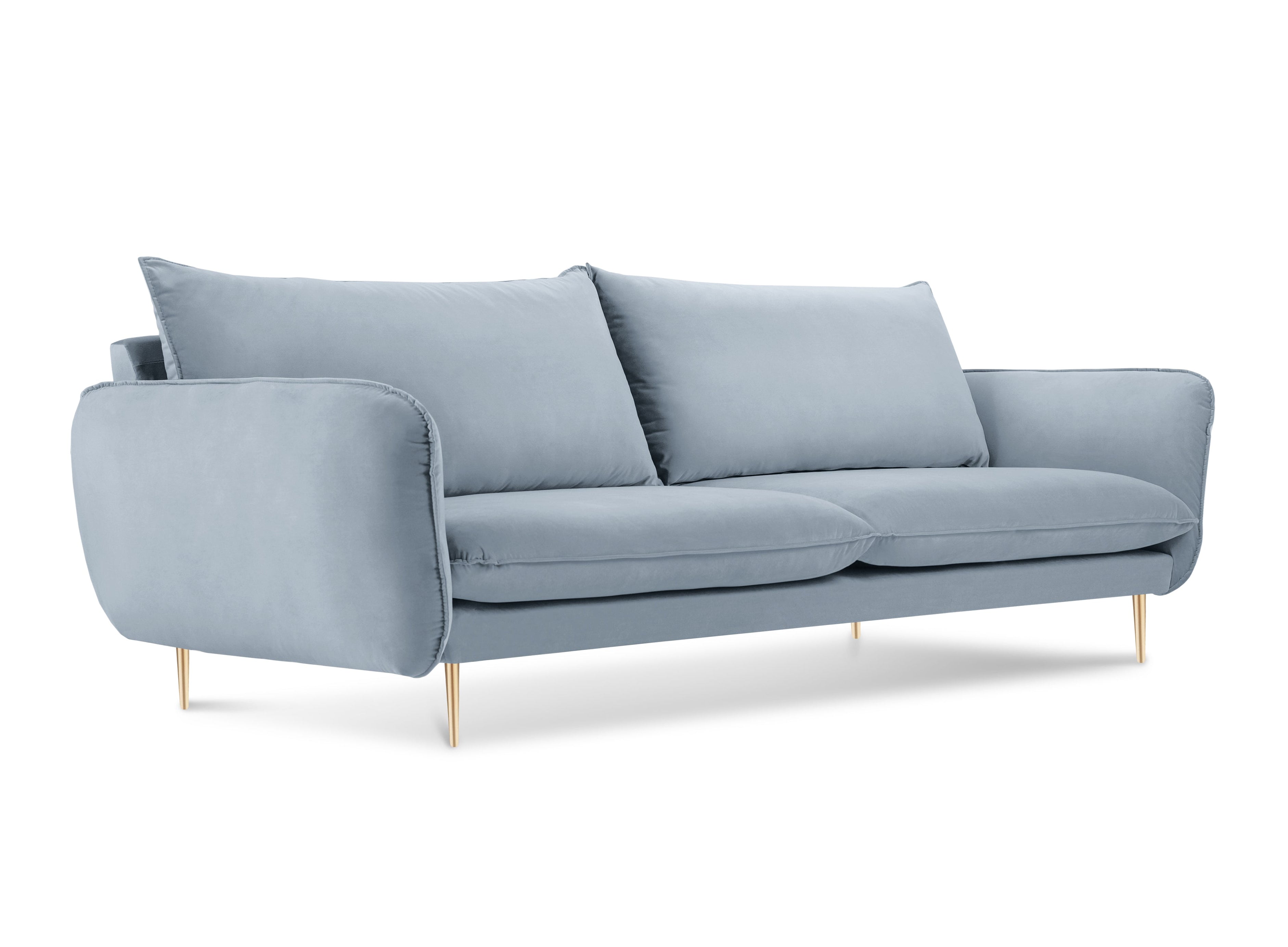 Sofa van fluweel 3-zits VIENNA lichtblauw met gouden basis
