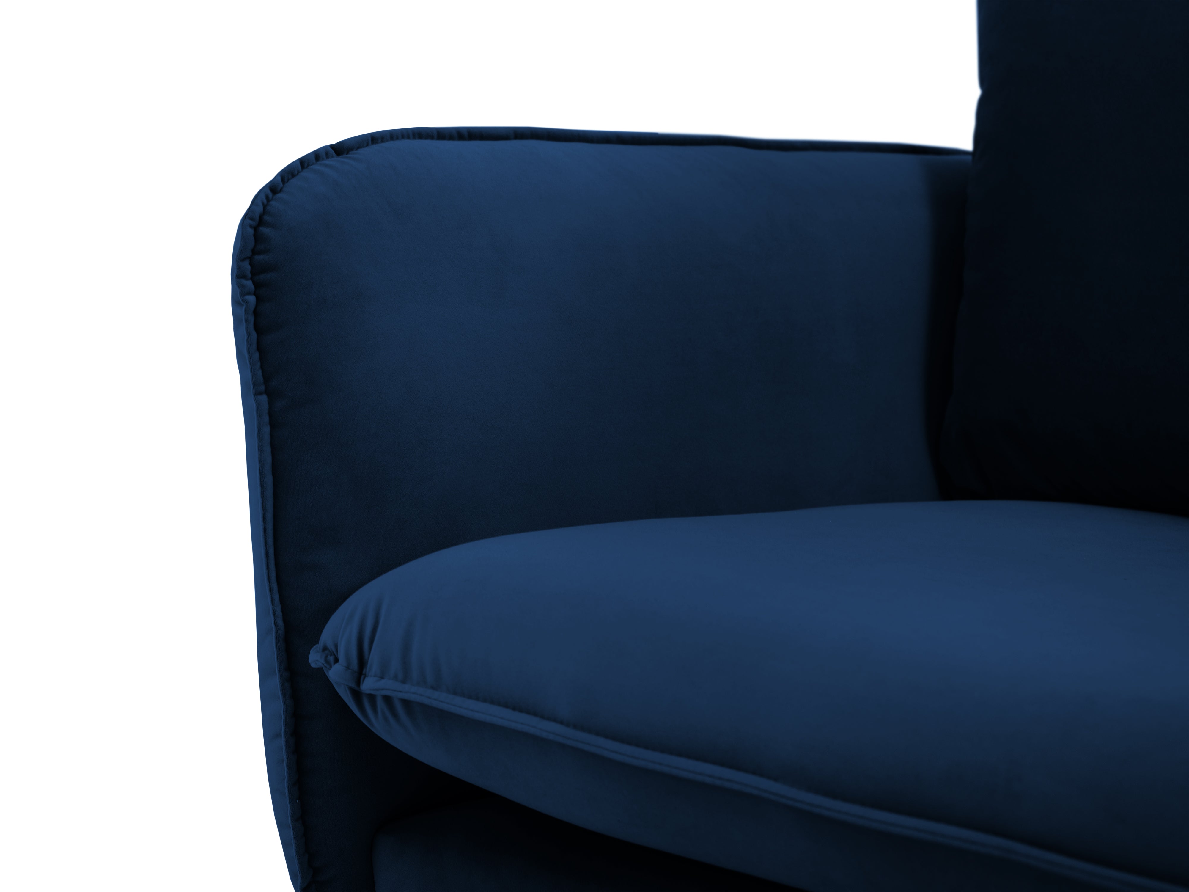 Sofa aksamitna 3-osobowa VIENNA granat królewski ze złotą podstawą