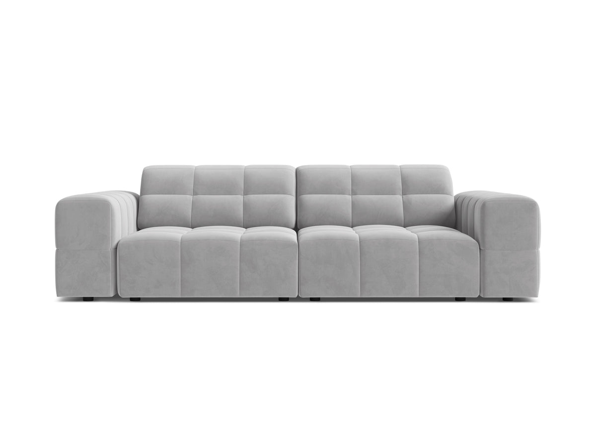 Sofa aksamitna 3-osobowa CHICAGO jasnoszary – Cosmopolitan Design