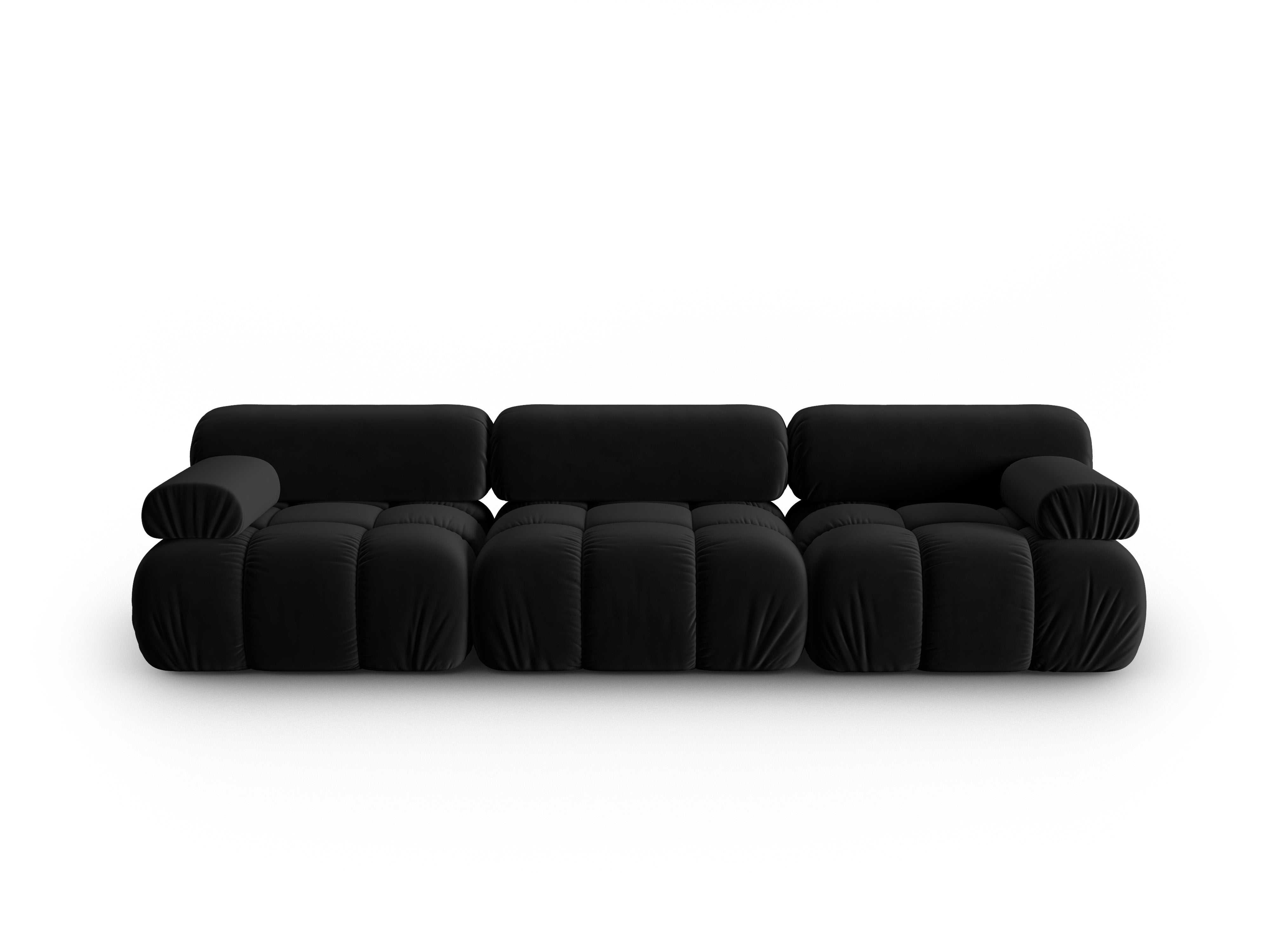 Sofa aksamitna 3-osobowa CORTINA czarny – Cosmopolitan Design