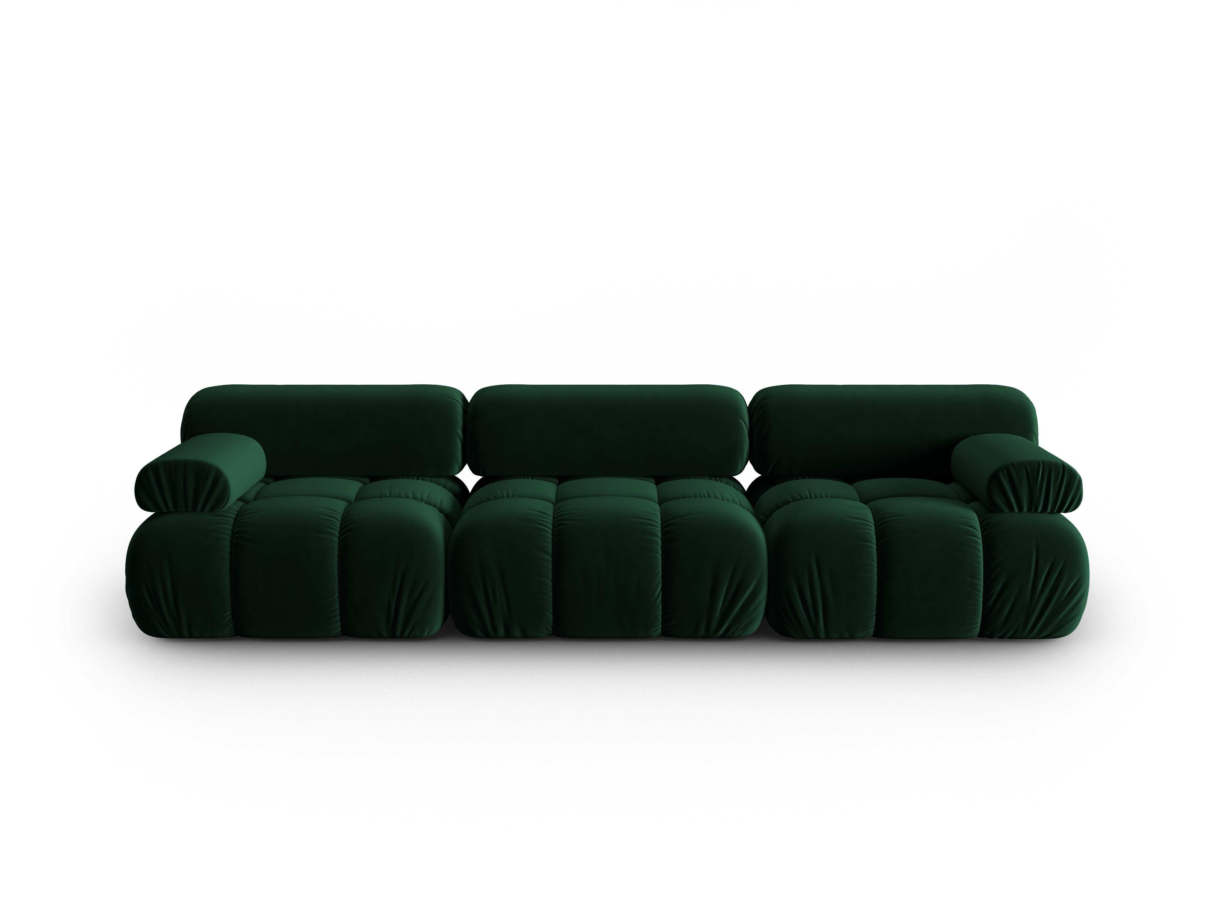 Sofa aksamitna 3-osobowa CORTINA butelkowy zielony – Cosmopolitan Design