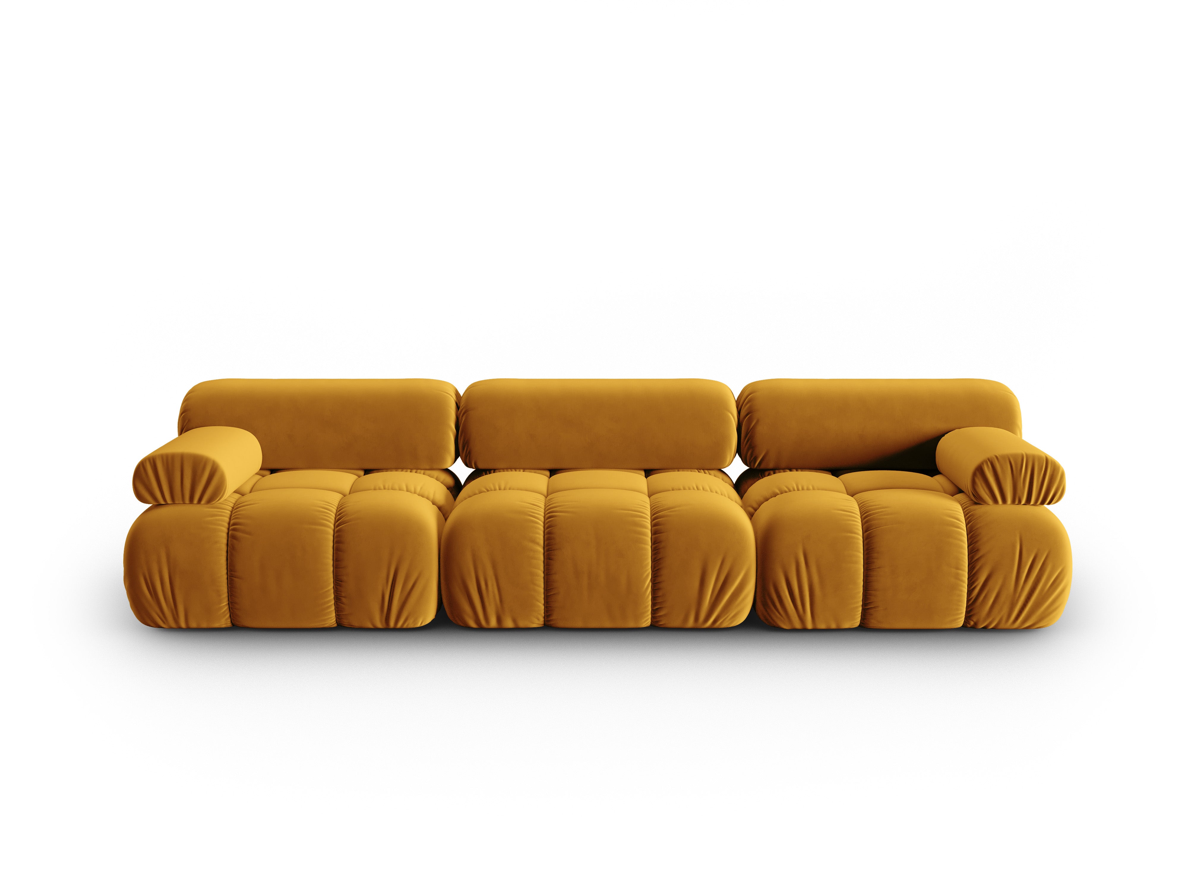 Sofa aksamitna 3-osobowa CORTINA żółty – Cosmopolitan Design