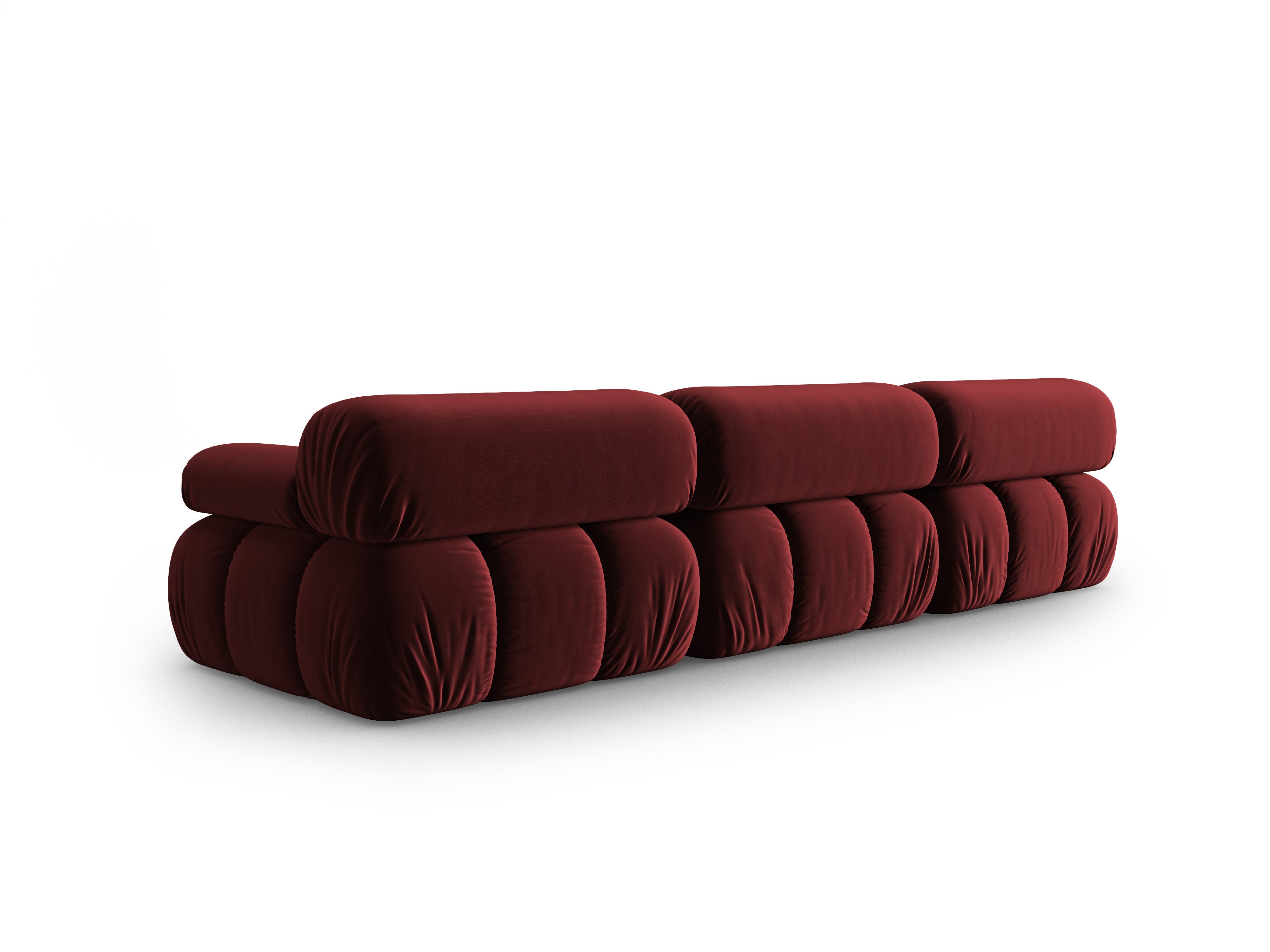 Kanapa aksamitna 3-osobowa CORTINA winny czerwony – Cosmopolitan Design