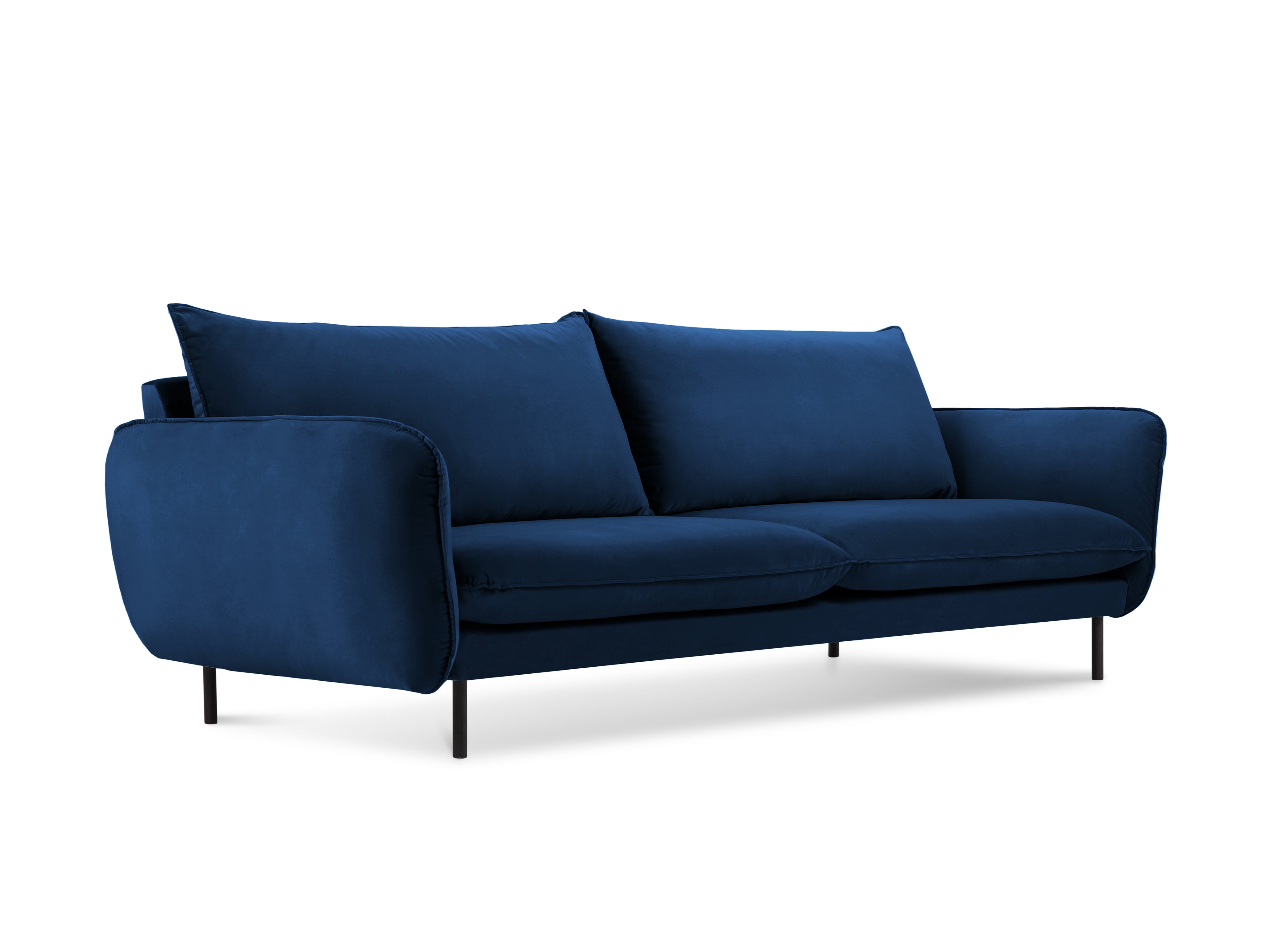 Sofa van fluweel 3-zits VIENNA koninklijk blauw met zwarte basis