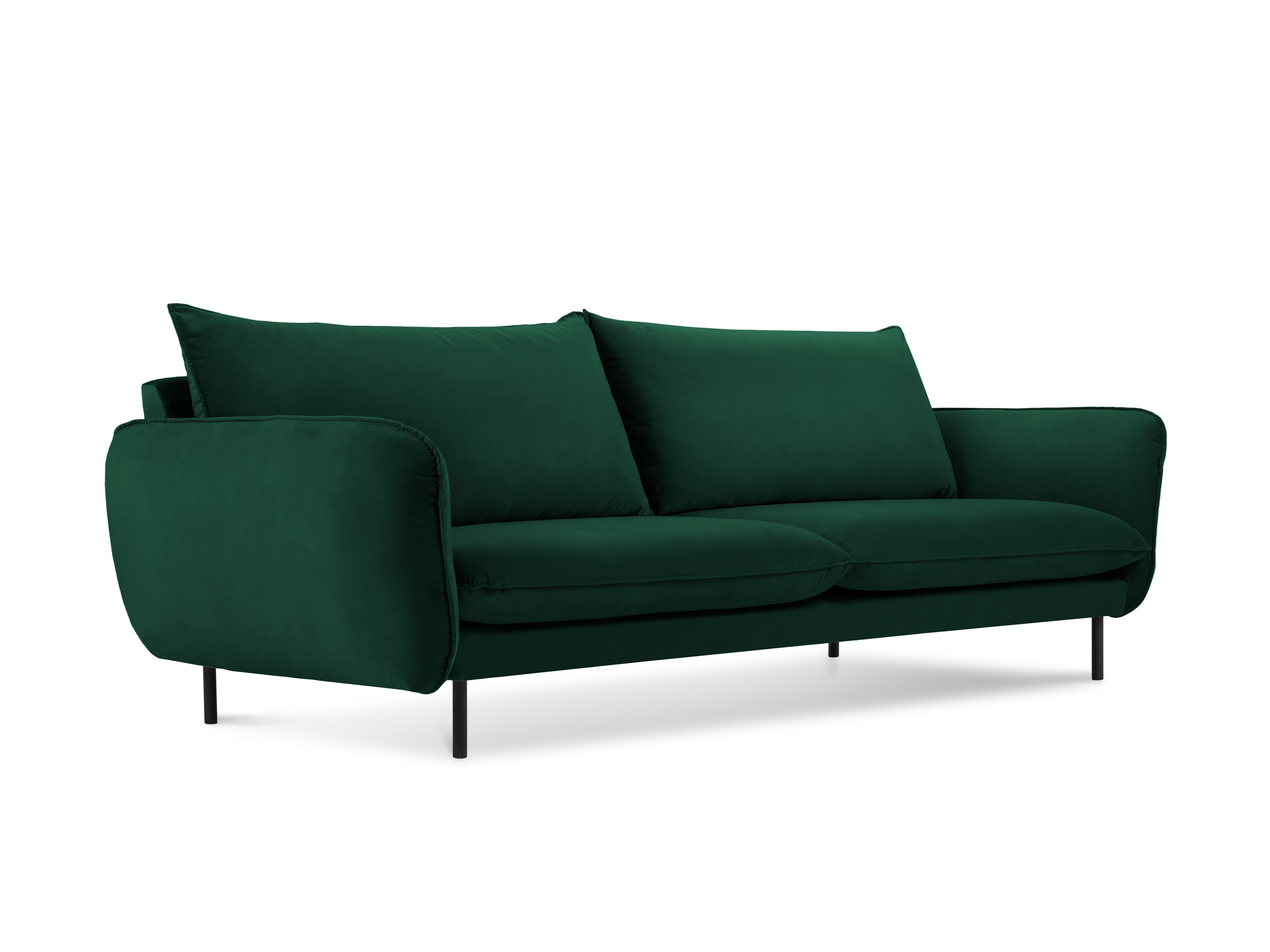 Velvet sofa 3-seater VIENNA bottle green with black base