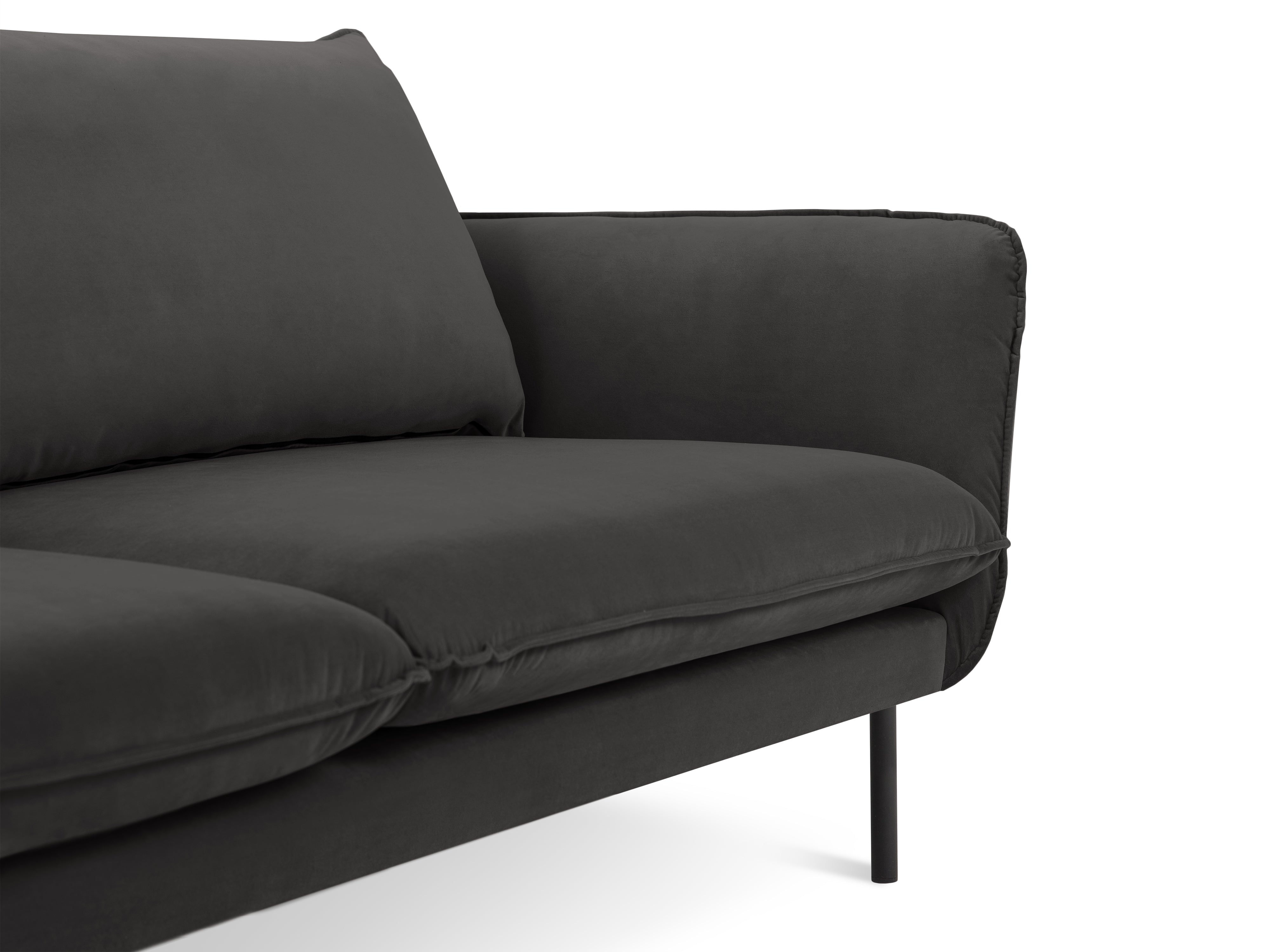 Sofa aksamitna 3-osobowa VIENNA dunkelgrau mit schwarzem Gestell