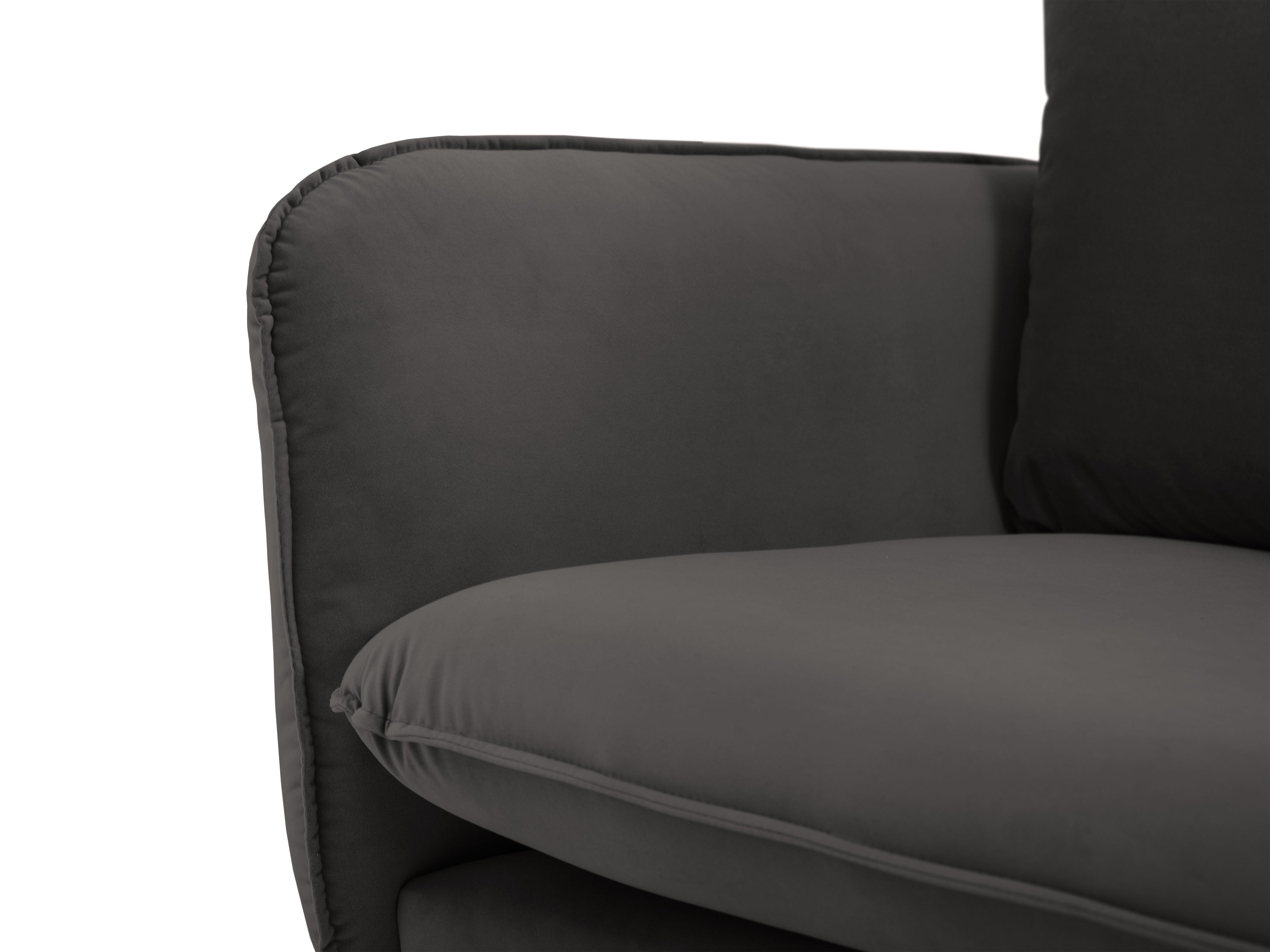 Sofa aksamitna 3-osobowa VIENNA dunkelgrau mit schwarzem Gestell