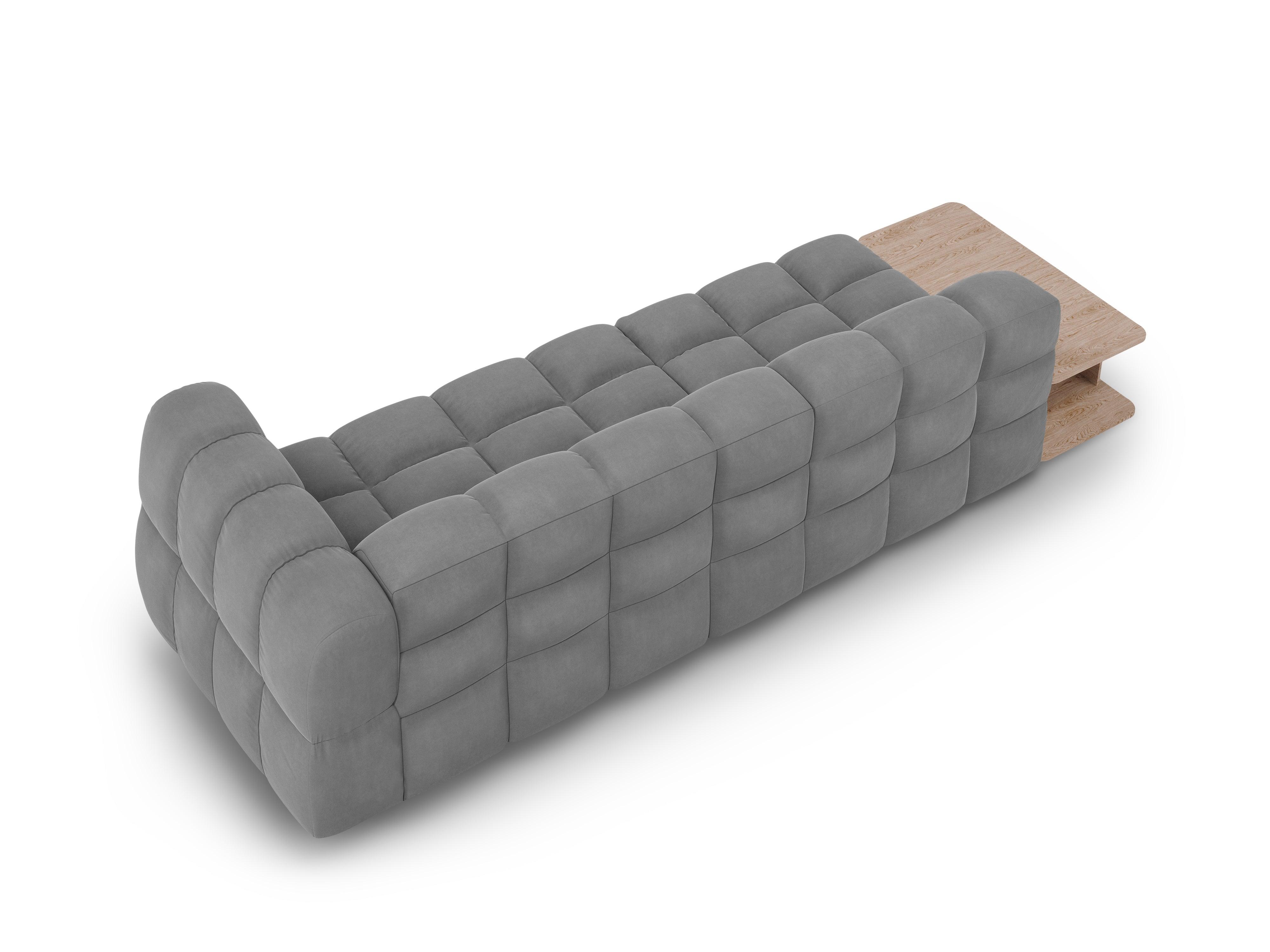 Sofa aksamitna lewostronna 4-osobowa otwarta ze stolikiem SKY jasnoszary Cosmopolitan Design Eye on Design