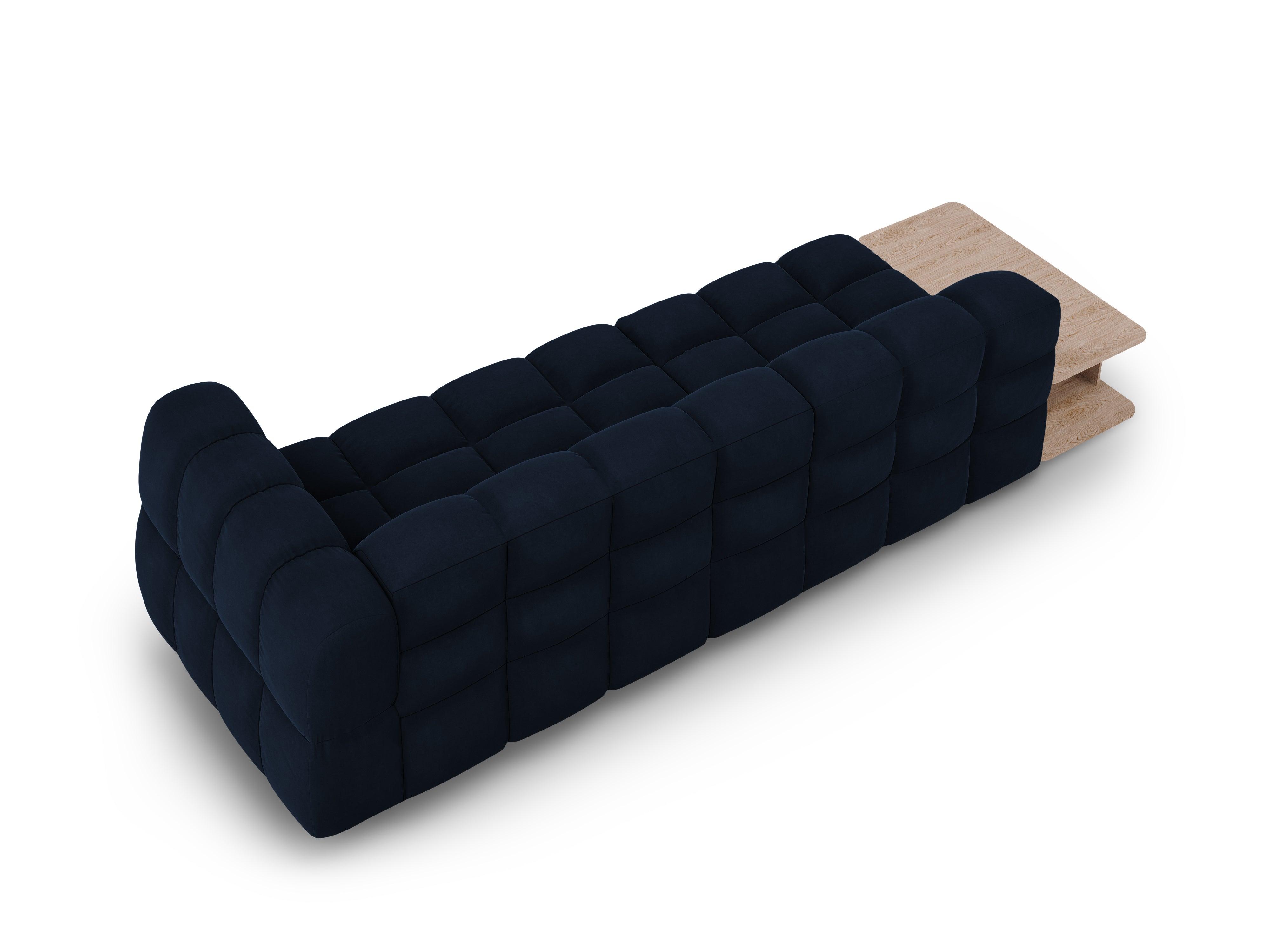 Sofa aksamitna lewostronna 4-osobowa otwarta ze stolikiem SKY granat królewski Cosmopolitan Design Eye on Design