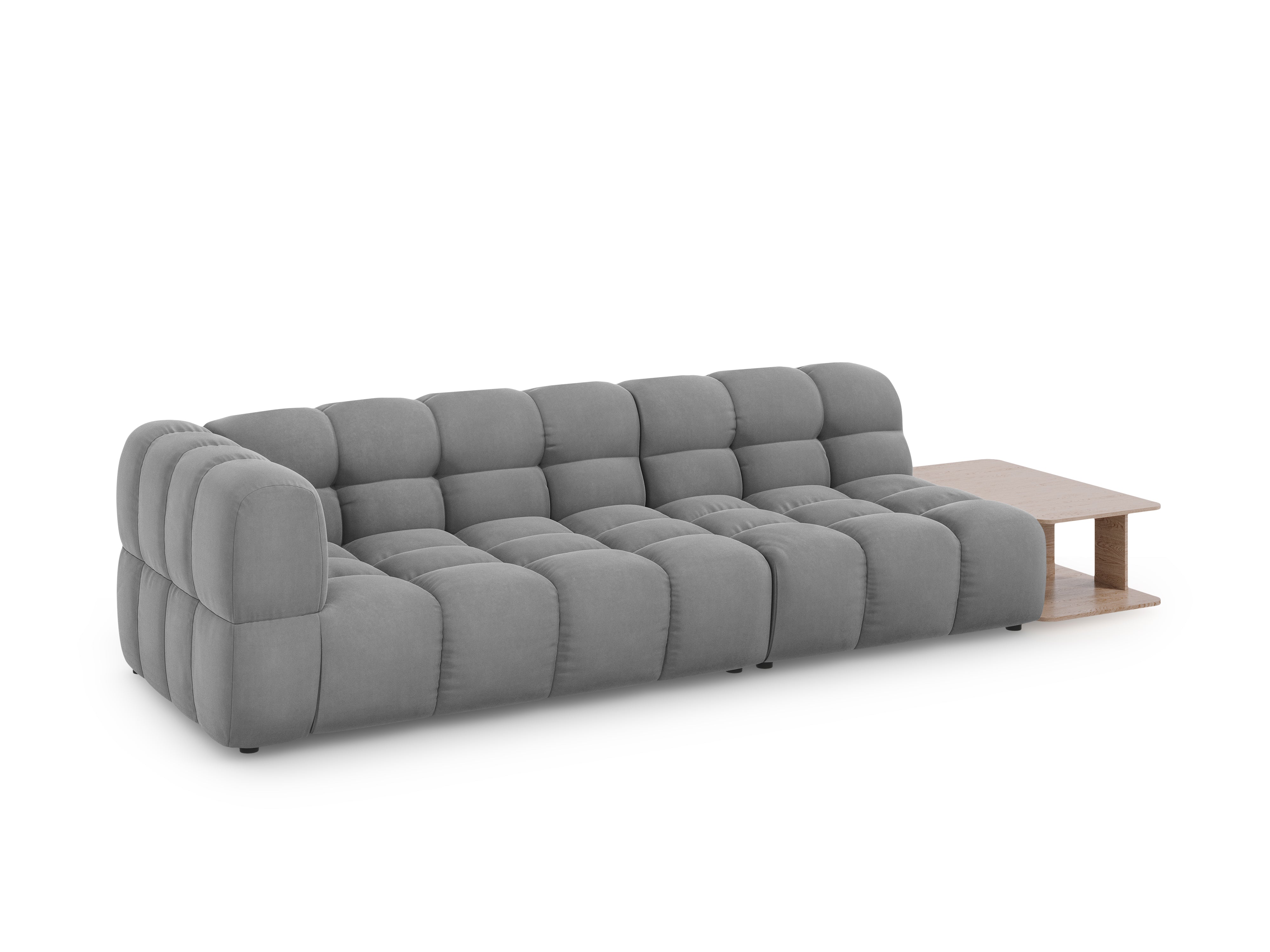Sofa aksamitna prawostronna 4-osobowa otwarta ze stolikiem SKY jasnoszary Cosmopolitan Design Eye on Design