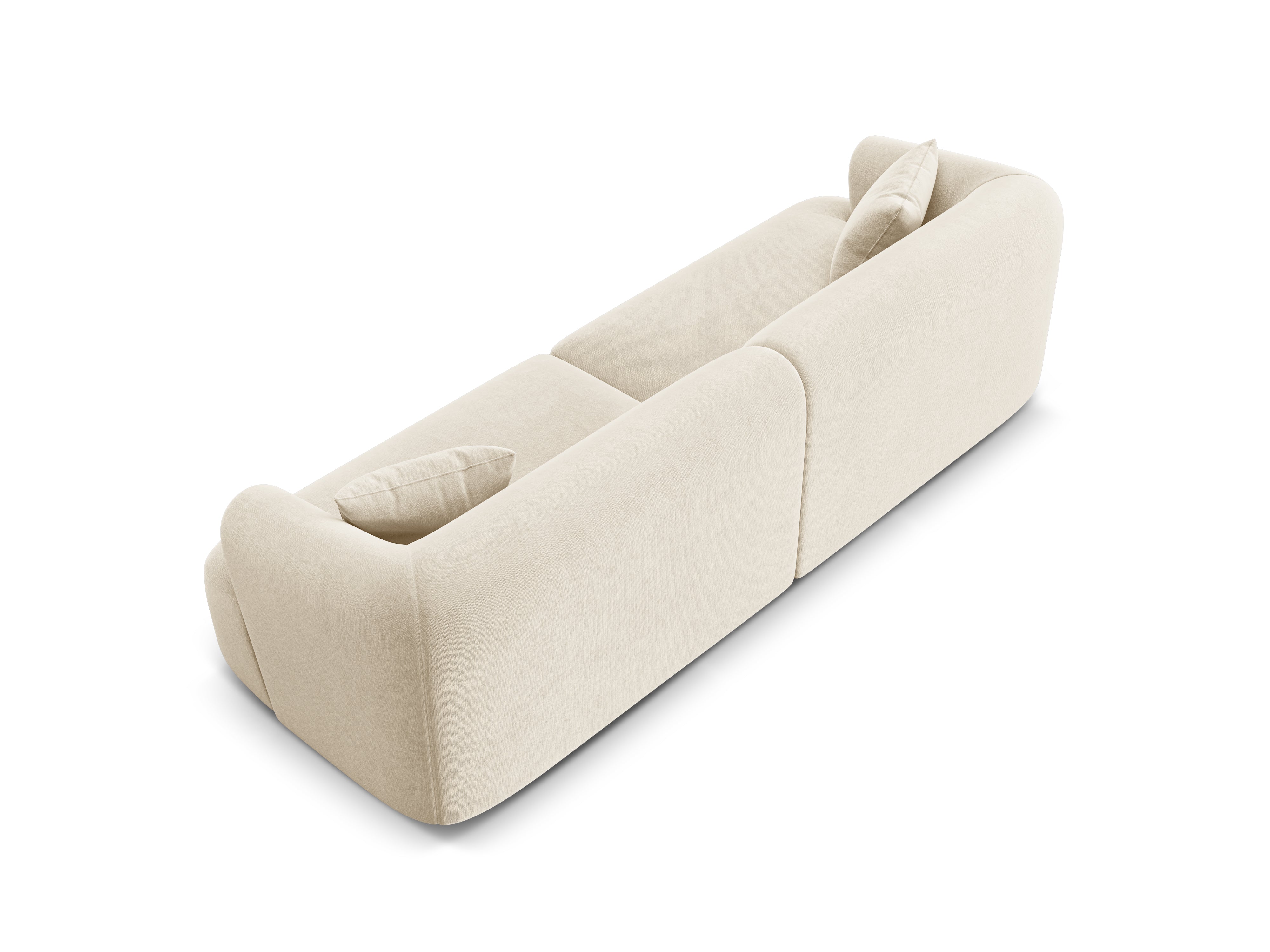 Sofa aksamitna 4-osobowa CAMPI jasnobeżowy – styl minimalistyczny
