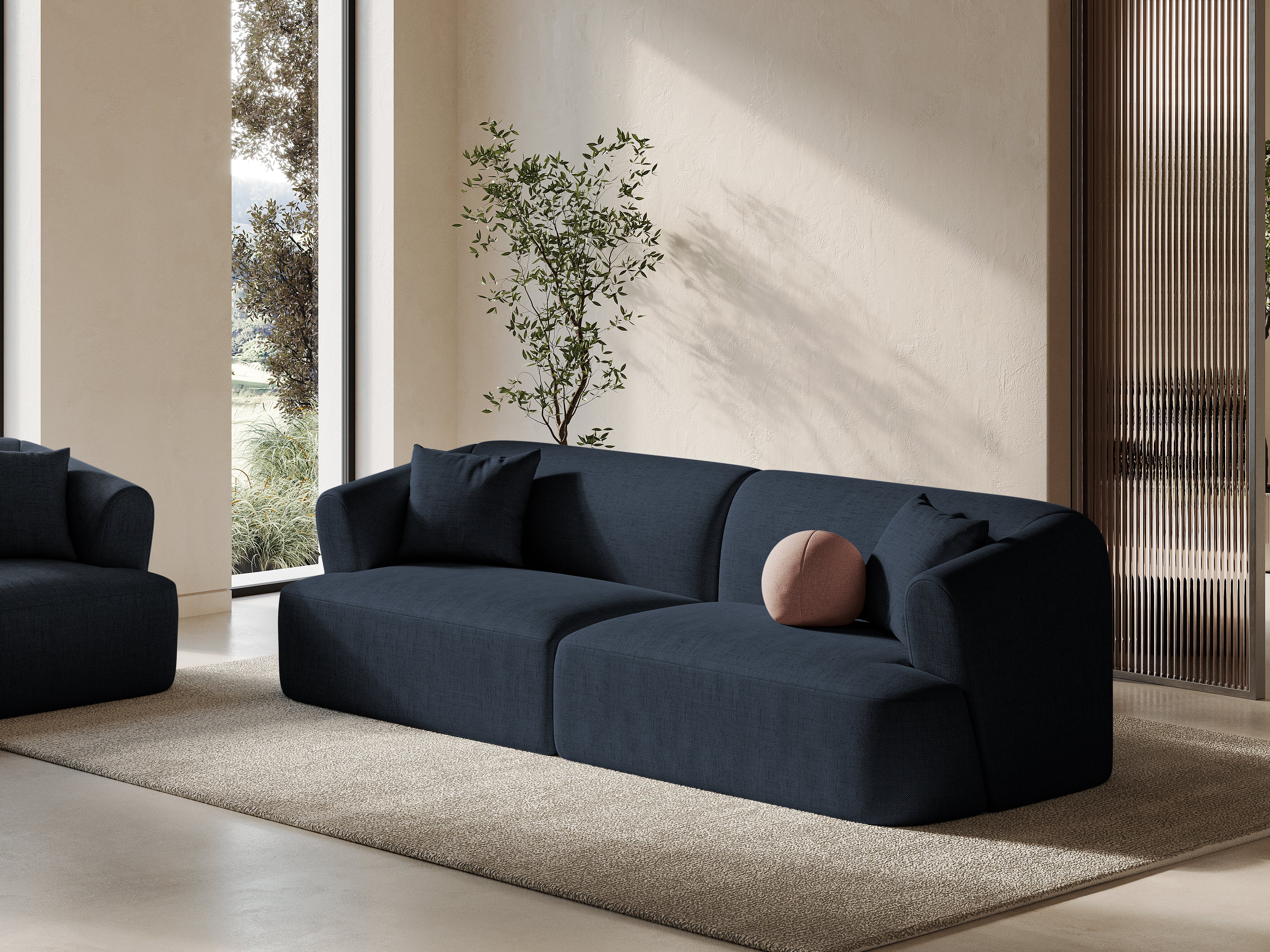 Sofa für 4 Personen CAMPI blaues Chenille
