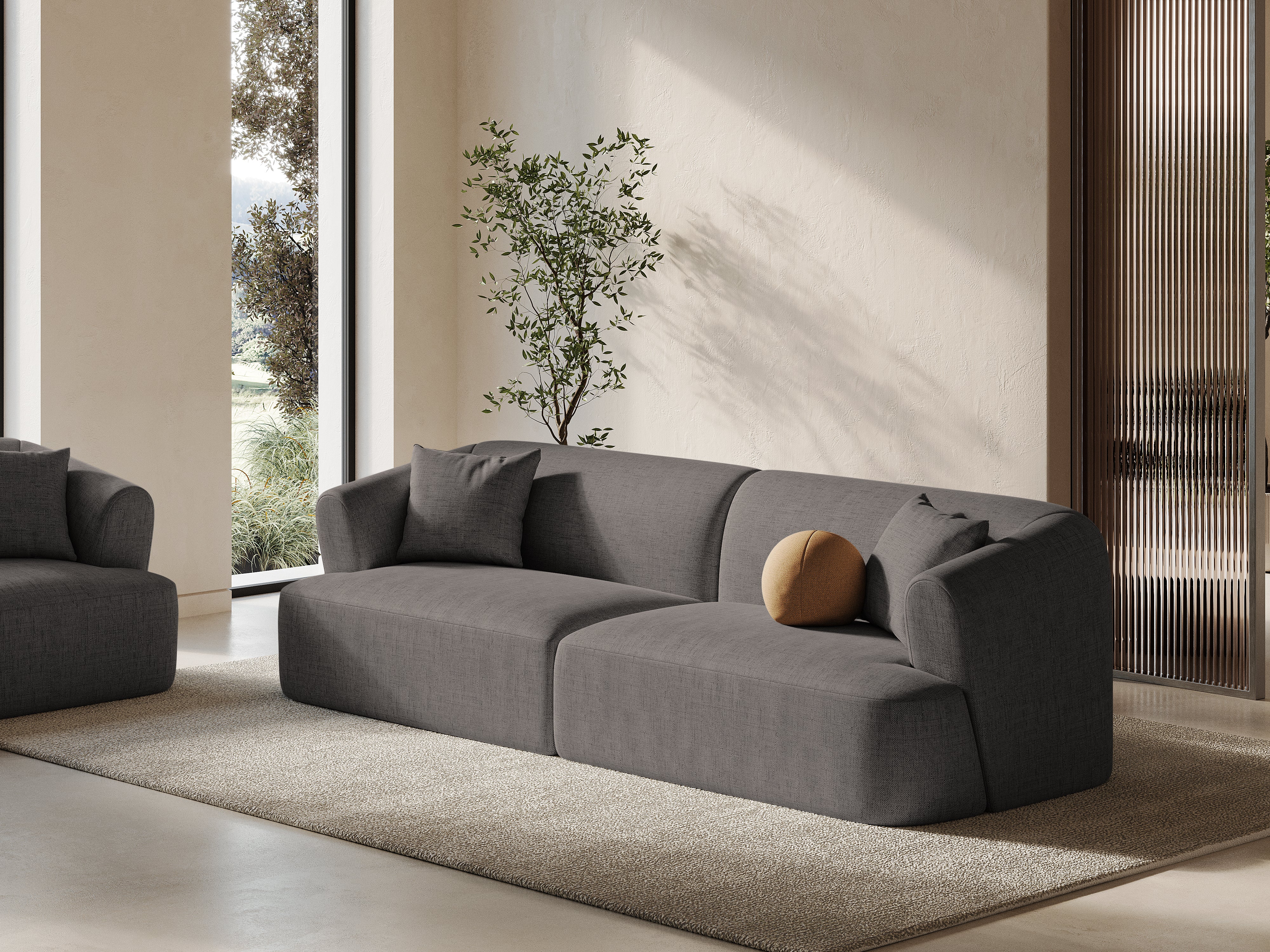 Sofa voor 4 personen CAMPI grijs chenille