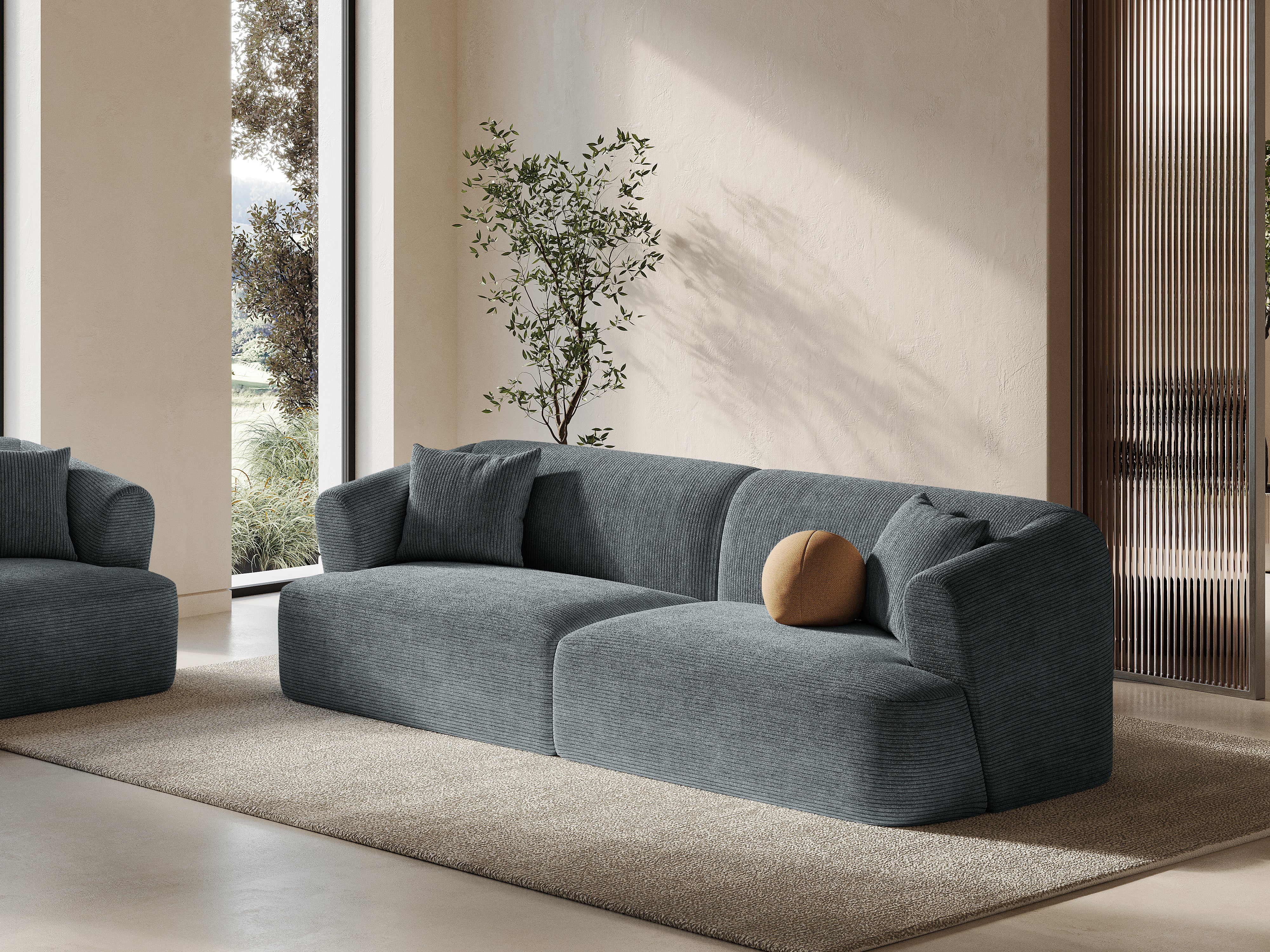 Sofa 4-persoons CAMPI grijs corduroy