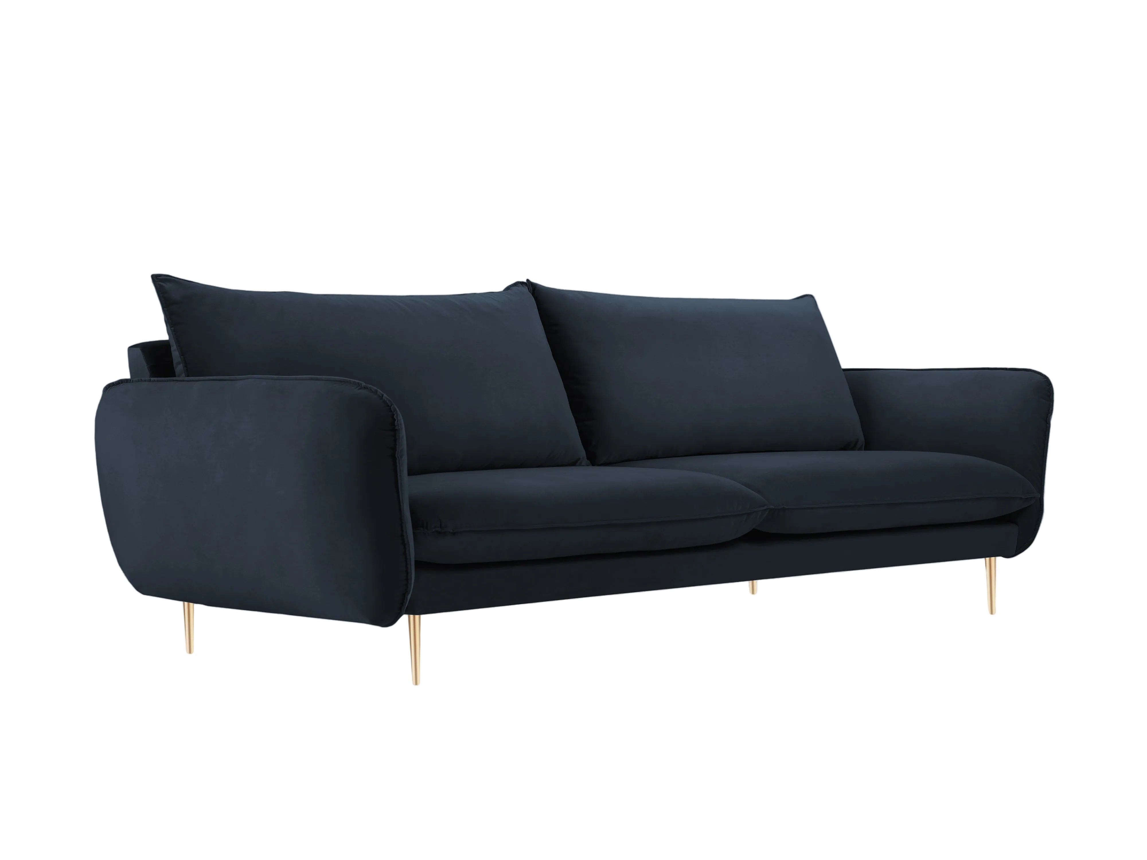 Sofa aus Samt für 4 Personen VIENNA dunkelblau mit goldenem Gestell