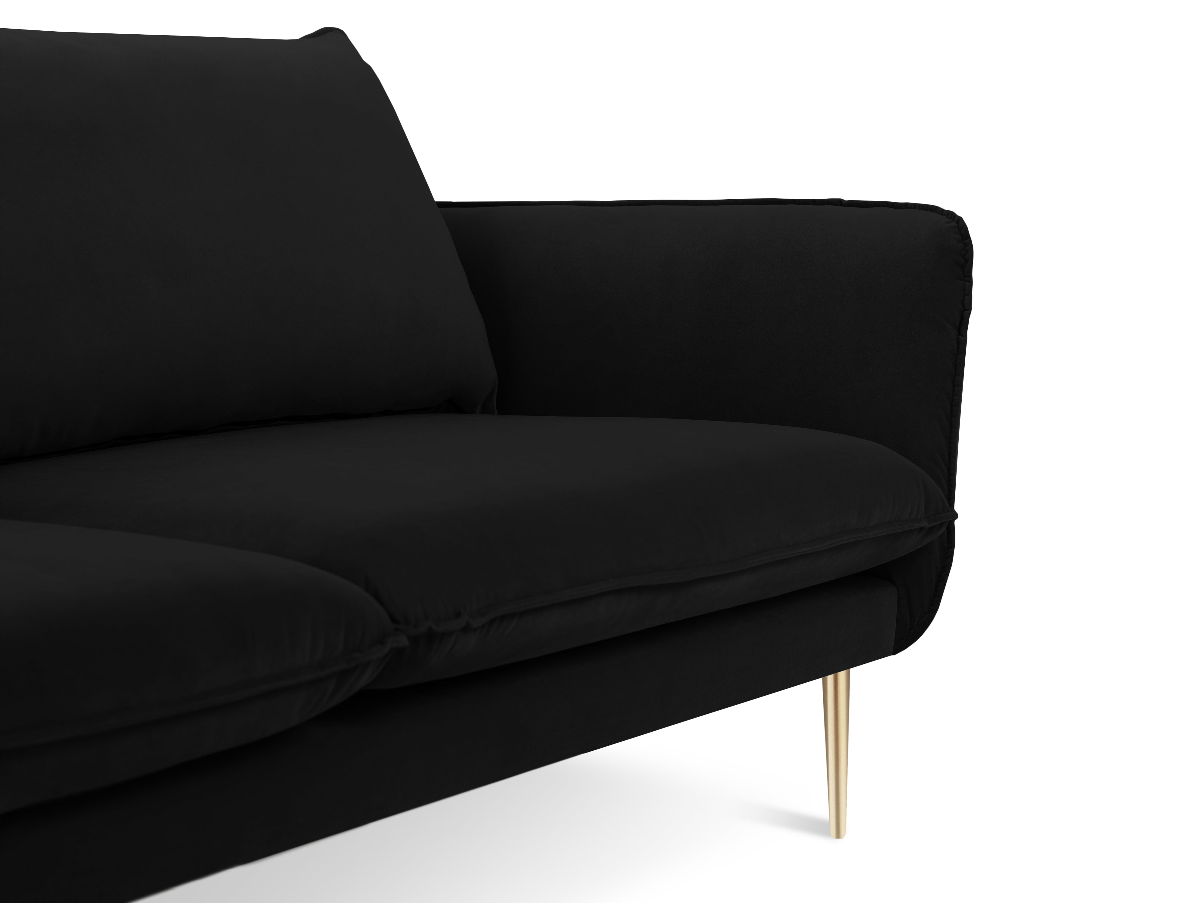 Sofa van fluweel voor 4 personen VIENNA zwart met gouden basis