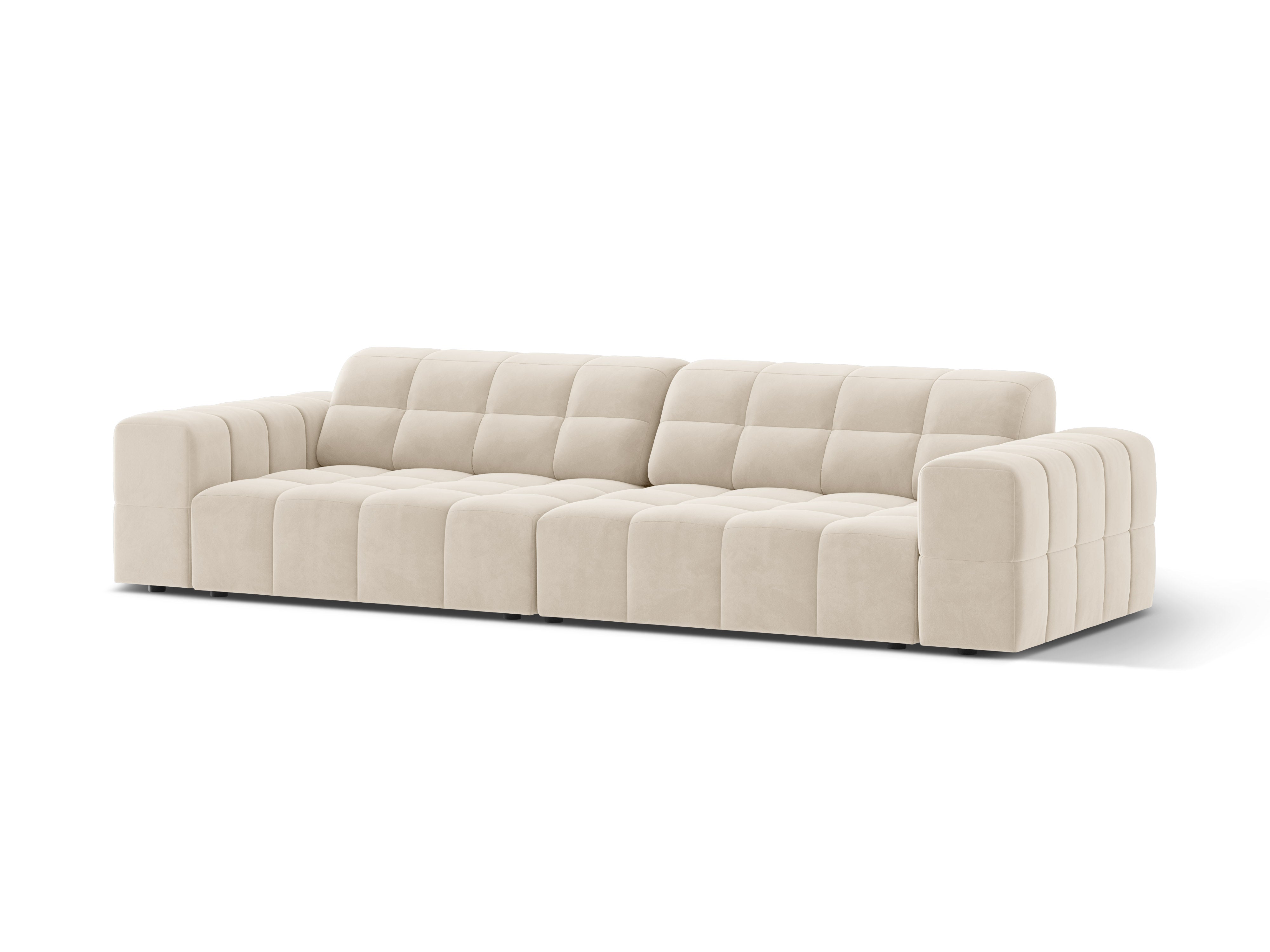 Sofa aksamitna 4-osobowa CHICAGO jasnobeżowy do salonu