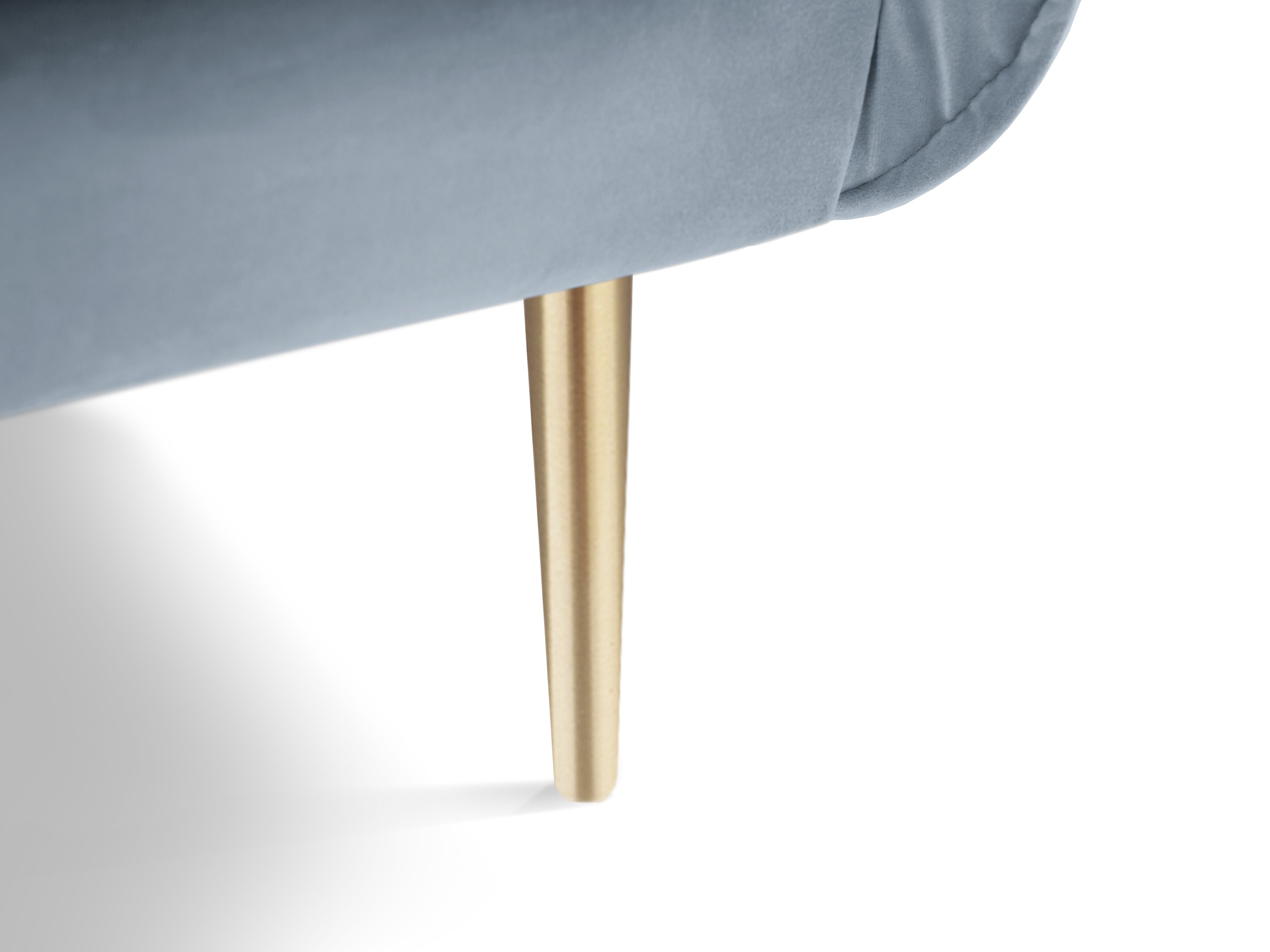 Fluwelen fauteuil VIENNA lichtblauw met gouden basis