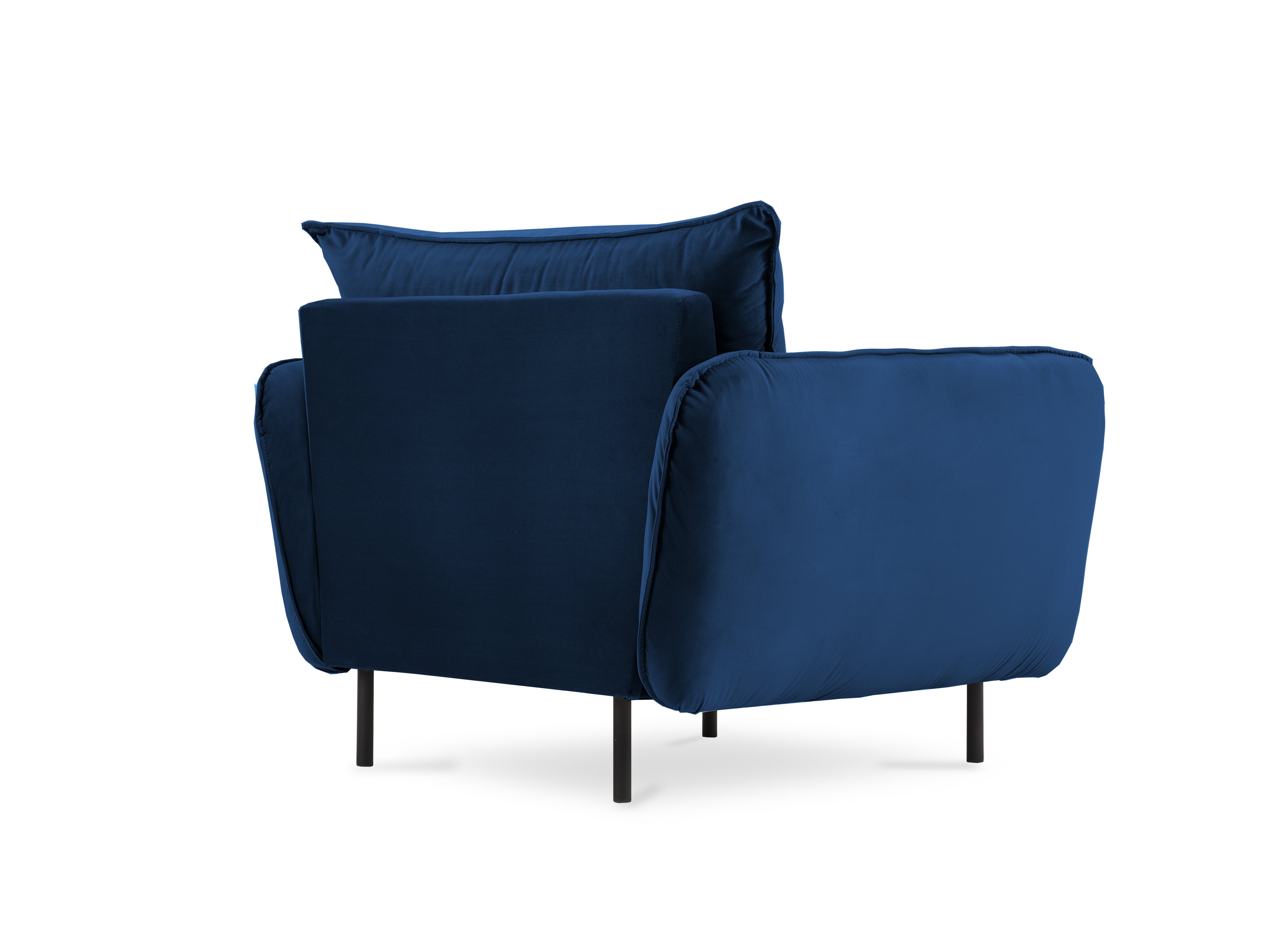 Fluwelen fauteuil VIENNA koninklijk blauw met zwarte basis