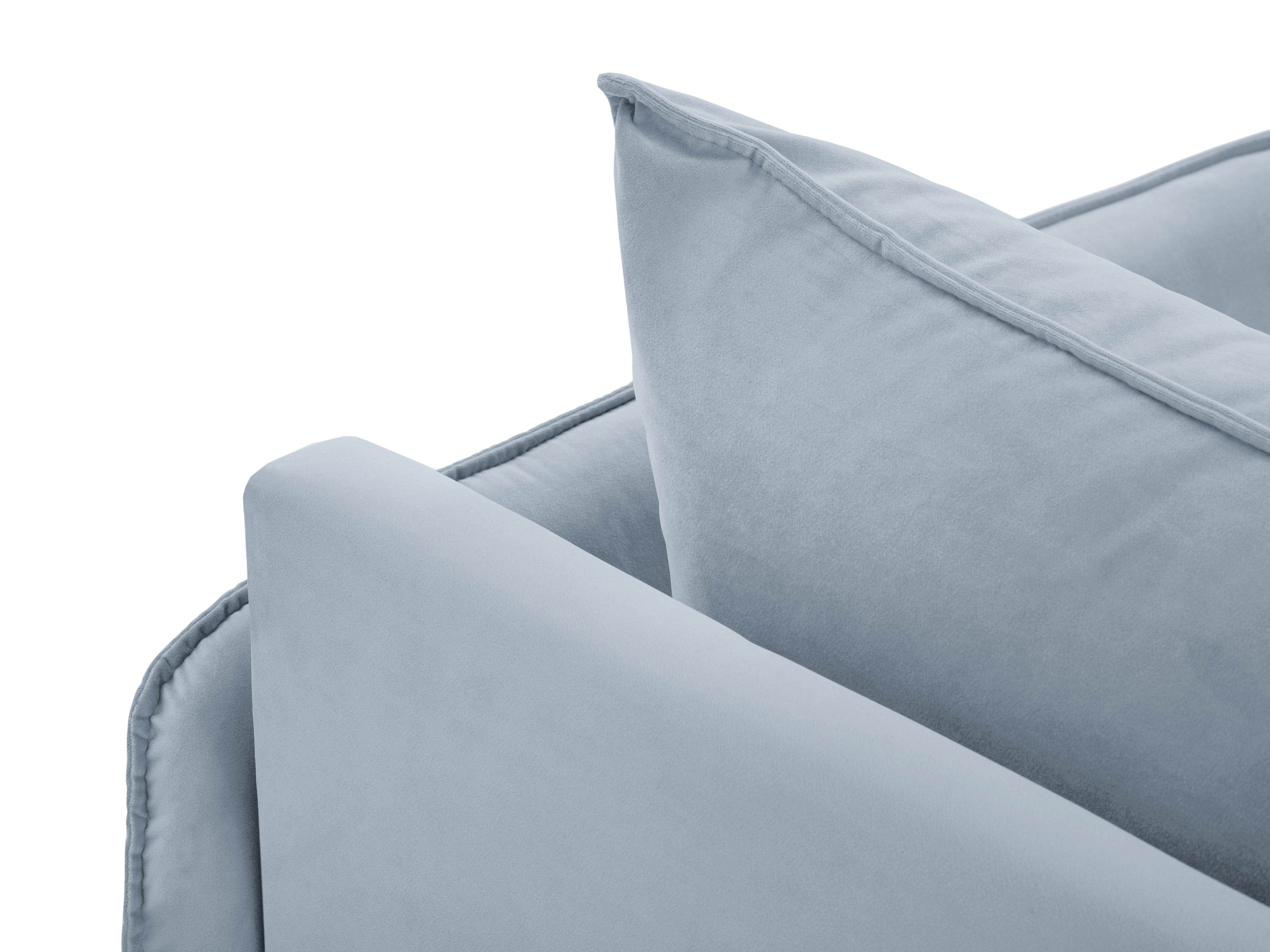 Velours chaise longue rechts VIENNA lichtblauw met gouden basis