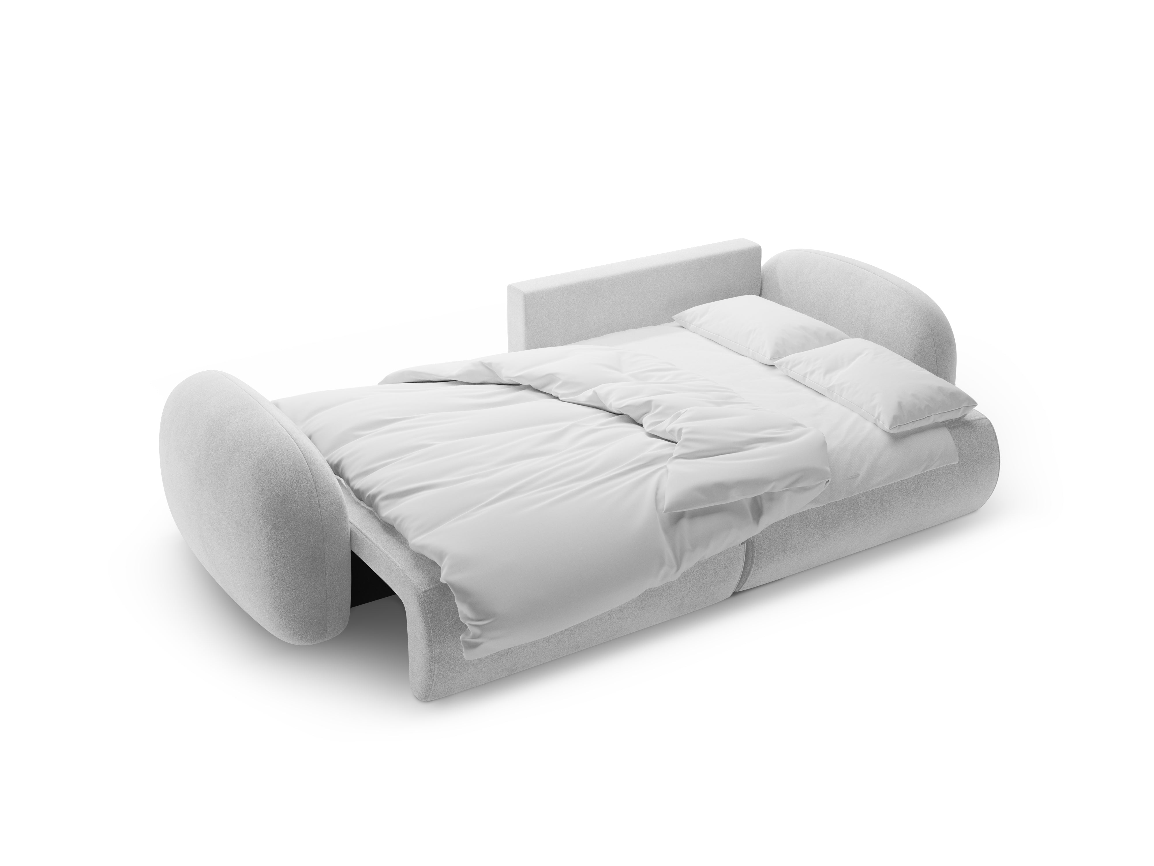 Universele fluwelen hoekbank met slaapfunctie voor 4 personen TONALE lichtgrijs