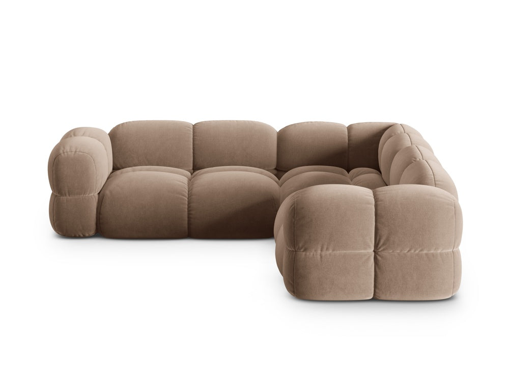 Symmetrische fluwelen hoekbank LORETTO donkerbeige