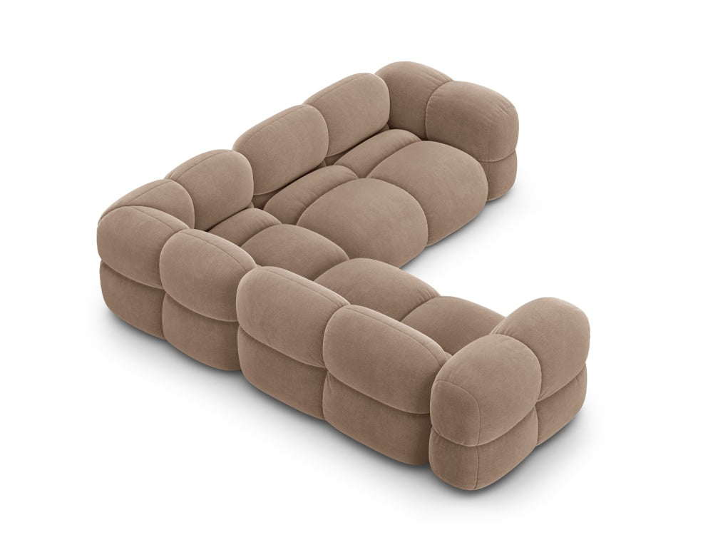 Symmetrische fluwelen hoekbank LORETTO donkerbeige