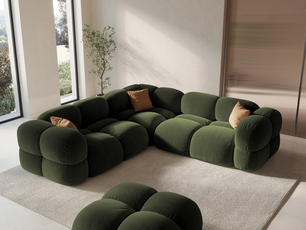 Symmetrische fluwelen hoekbank LORETTO groen