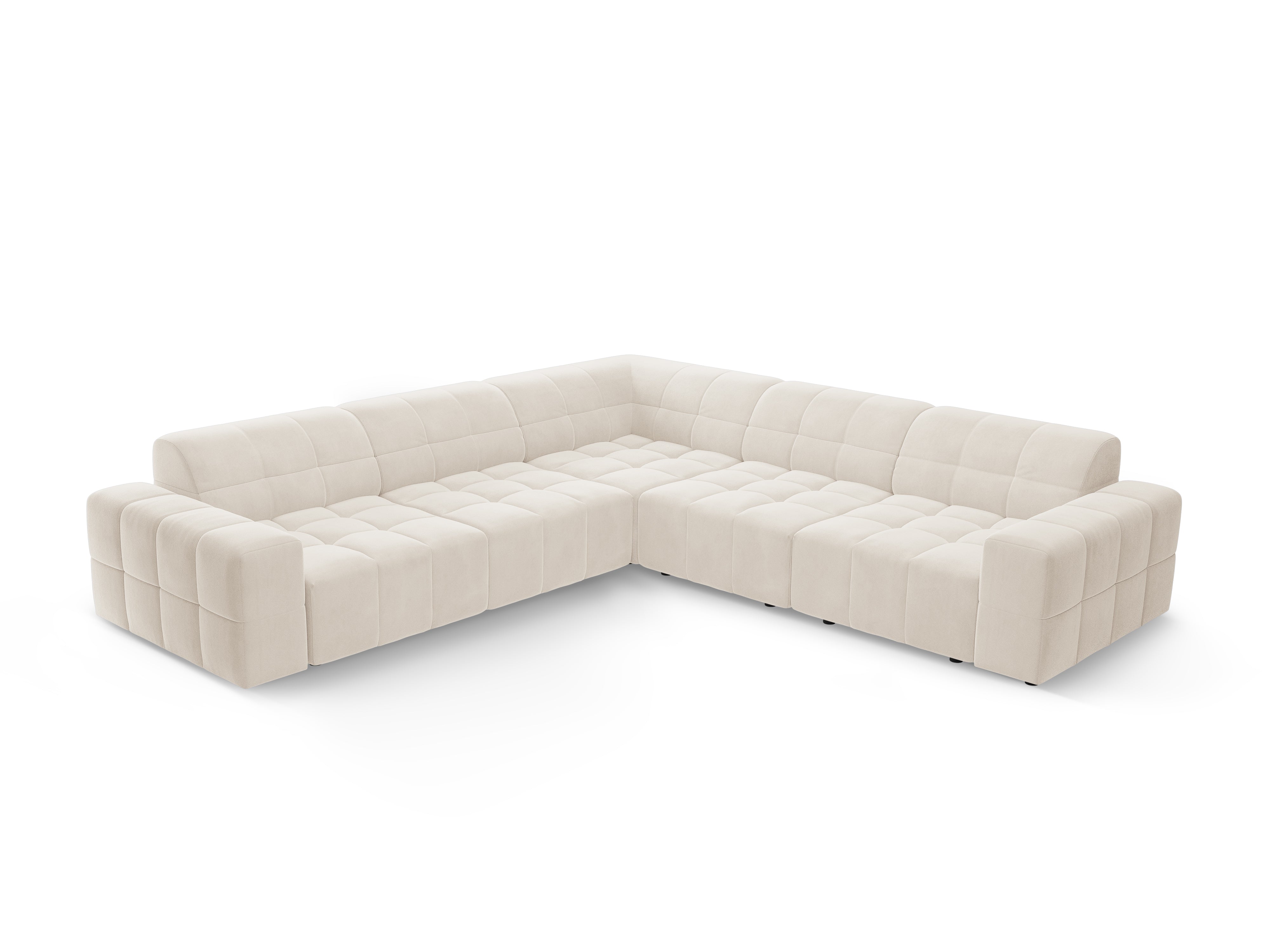 Symmetrische fluwelen hoekbank CHICAGO lichtbeige