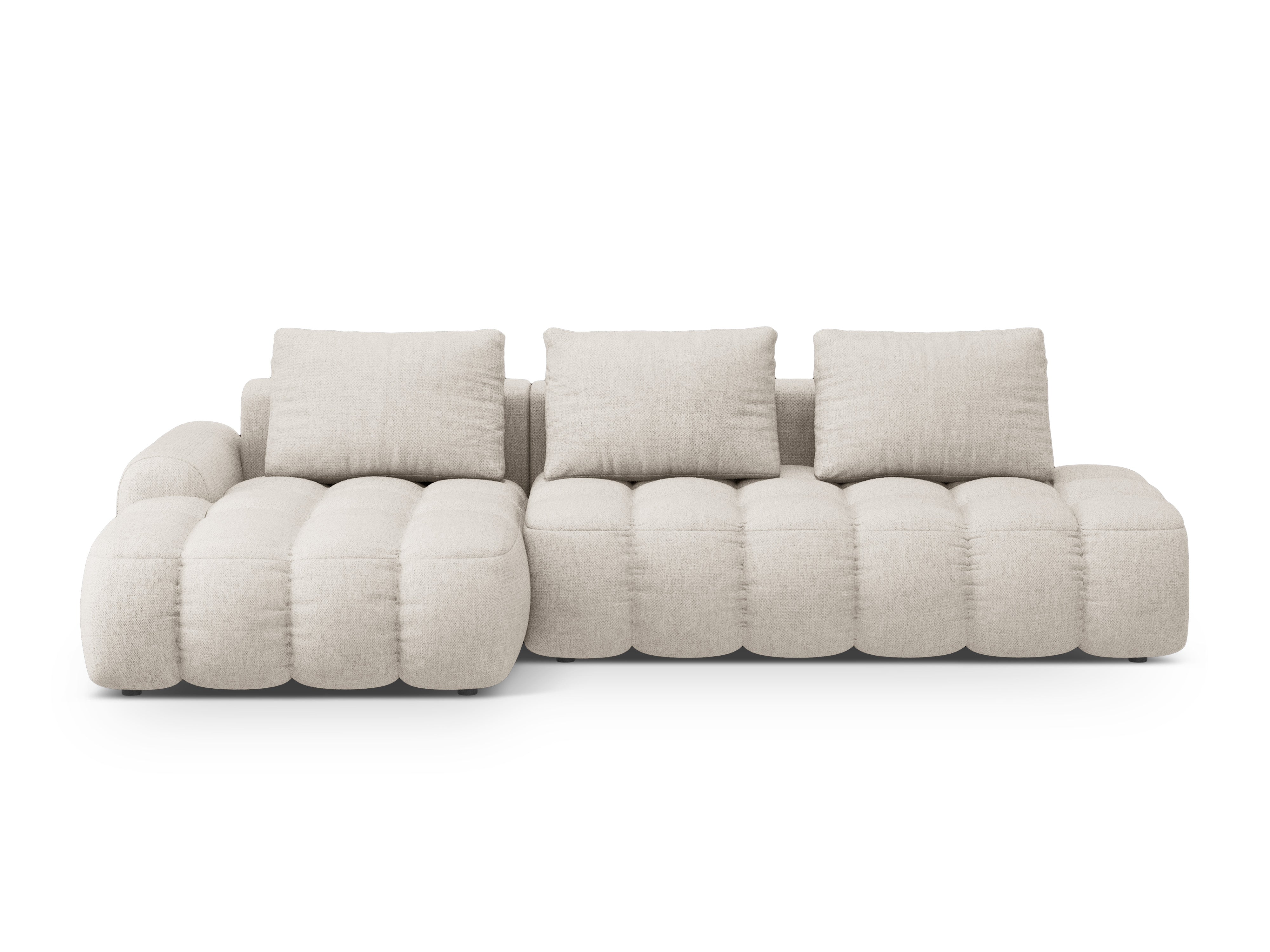 Left-sided corner sofa bed for 3 people LINZ cream